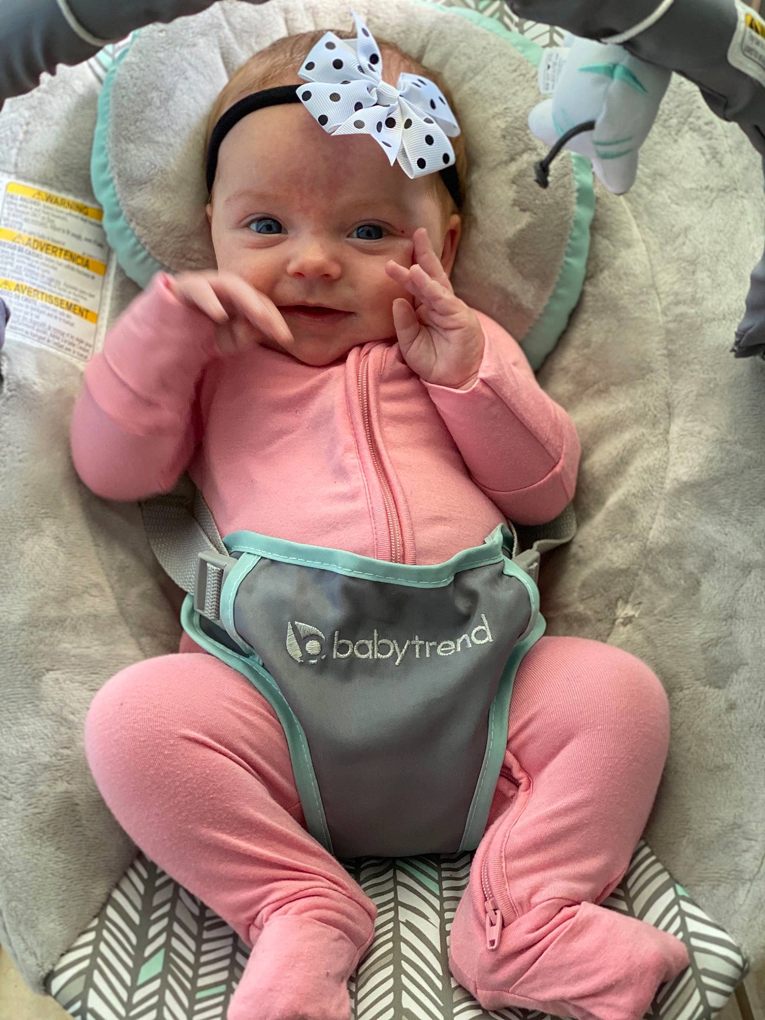 Emery joined the competition — help win amazing prizes! baby, baby_carriage, baby_products, baby_safety, baby_sleeping, baby_toddler_clothing, cheek, child, comfort, facial_expression, happy, headwear, knee, lap, people, person, pink, sitting, skin, smile