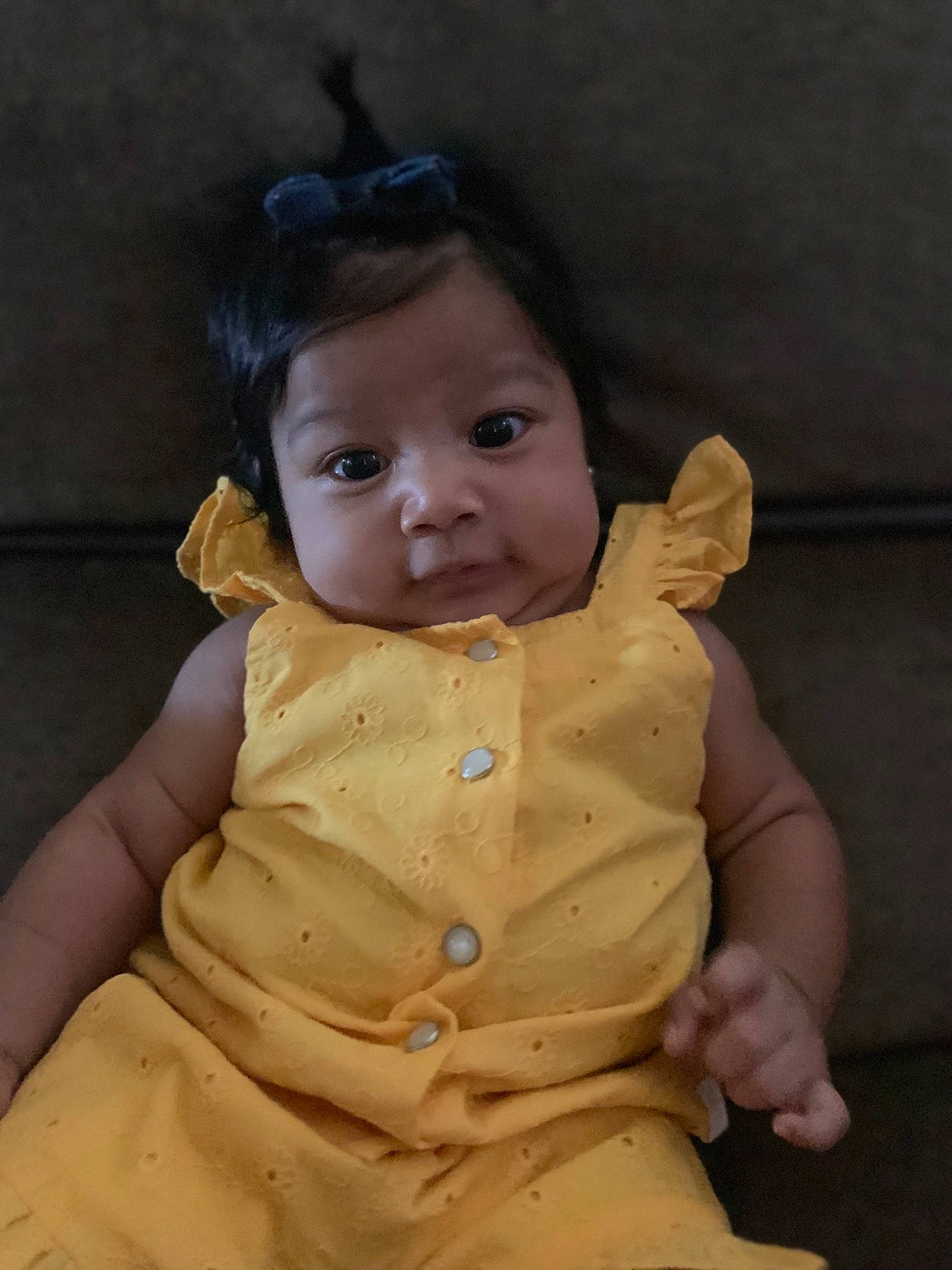 Maliayah joined the competition — help win amazing prizes! abdomen, baby, baby_products, baby_toddler_clothing, cheek, chest, child, dress, eye, happy, head, iris, lip, neck, nose, person, sitting, skin, sleeve, toddler