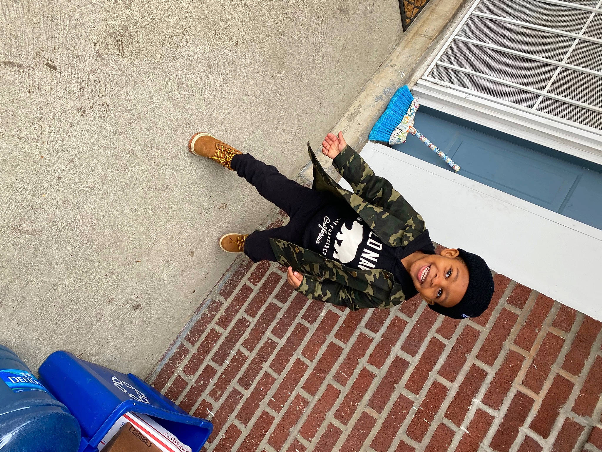 Karter is registered to the contest to win money with this photo: adventure, blue, concrete, electric_blue, eyewear, flooring, font, fun, headwear, joint, joy, leisure, light, person, personal_protective_equipment, recreation, shadow, sitting, solar_energy, solar_panel