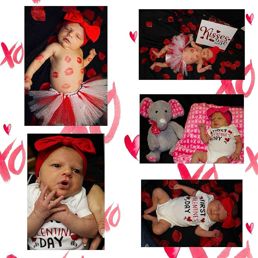 Lakelyn is registered to the contest to win money with this photo: art, baby, child, collage, eyelash, facial_expression, fashion, font, happy, headwear, human, magenta, pattern, person, photograph, picture_frame, pink, product, red, snapshot
