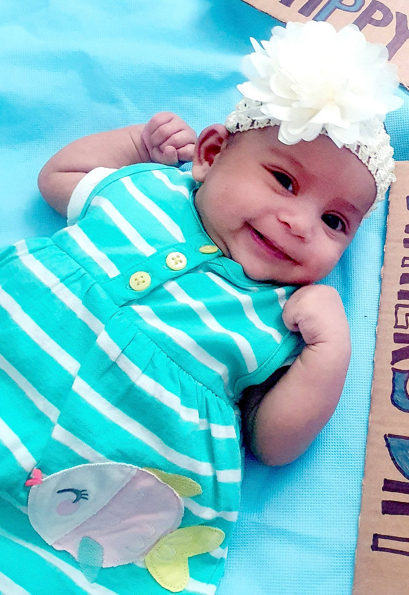 Alisa joined the competition — help win amazing prizes! aqua, baby, baby_products, baby_toddler_clothing, blue, child, costume, headgear, headwear, person, product, toddler, turquoise