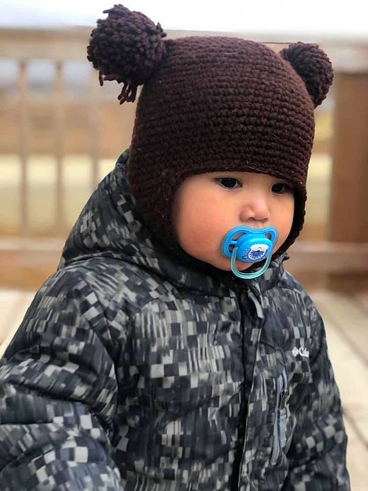 Jordan joined the competition — help win amazing prizes! baby, baby_toddler_clothing, cap, cheek, child, clothing, cool, electric_blue, eye, freezing, headgear, headwear, jacket, knit_cap, outerwear, pattern, person, sleeve, street_fashion, toddler