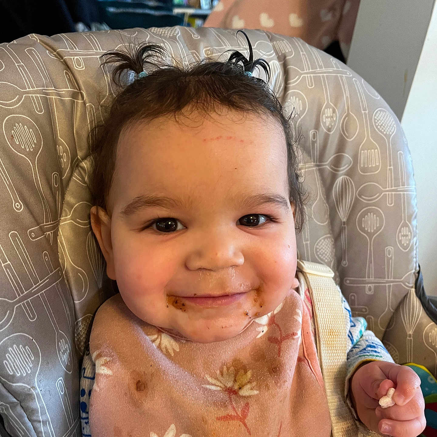 Athena joined the competition — help win amazing prizes! baby, bodypart, car, car_interior, chair, couch, cushion, cutlery, face, finger, furniture, hand, happy, head, homedecor, person, photography, portrait, smile, spoon