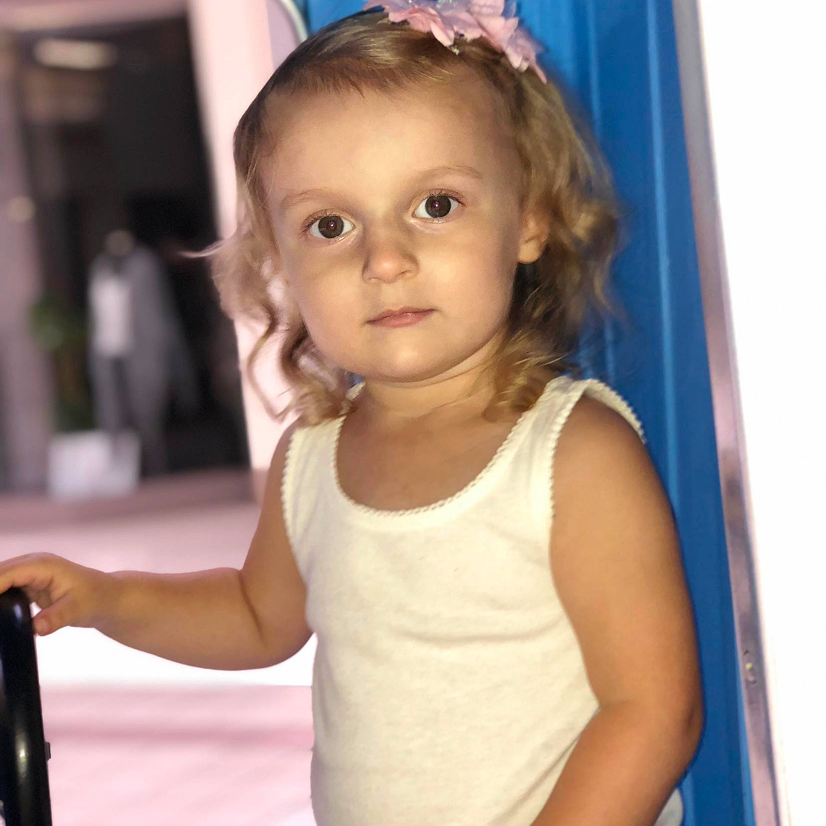 Scarlett joined the competition — help win amazing prizes! blond, brown_hair, child, child_model, face, hair, hairstyle, long_hair, person, smile, toddler