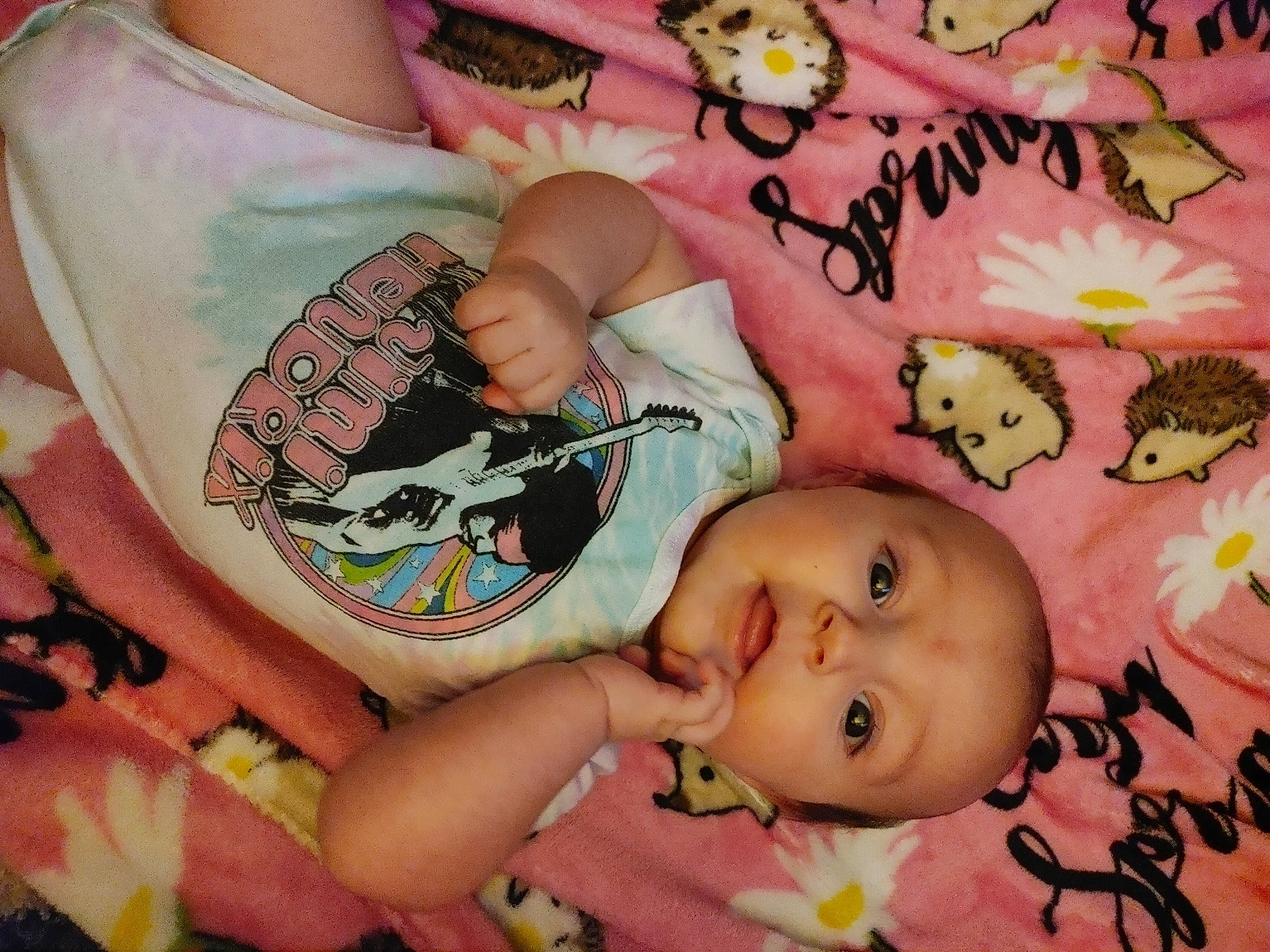 Sydney joined the competition — help win amazing prizes! art, baby, baby_products, baby_sleeping, baby_toddler_clothing, beauty, cheek, chest, child, eyelash, happy, head, linens, organ, pattern, person, pink, product, skin, textile