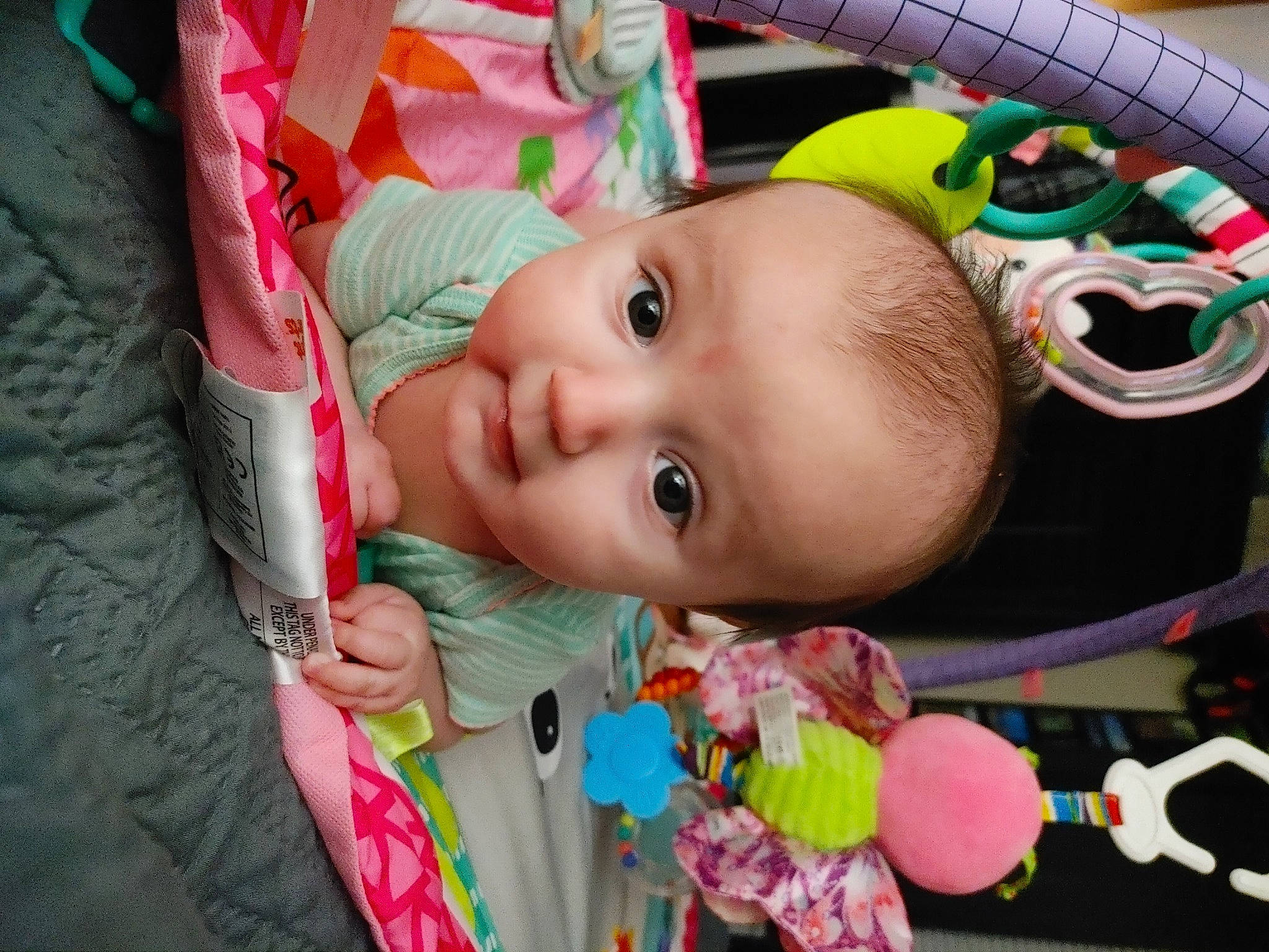 Sydney joined the competition — help win amazing prizes! baby, baby_products, baby_toddler_clothing, cheek, child, eye, eyelash, face, facial_expression, fun, happy, head, iris, nose, person, pink, skin, smile, textile, toddler