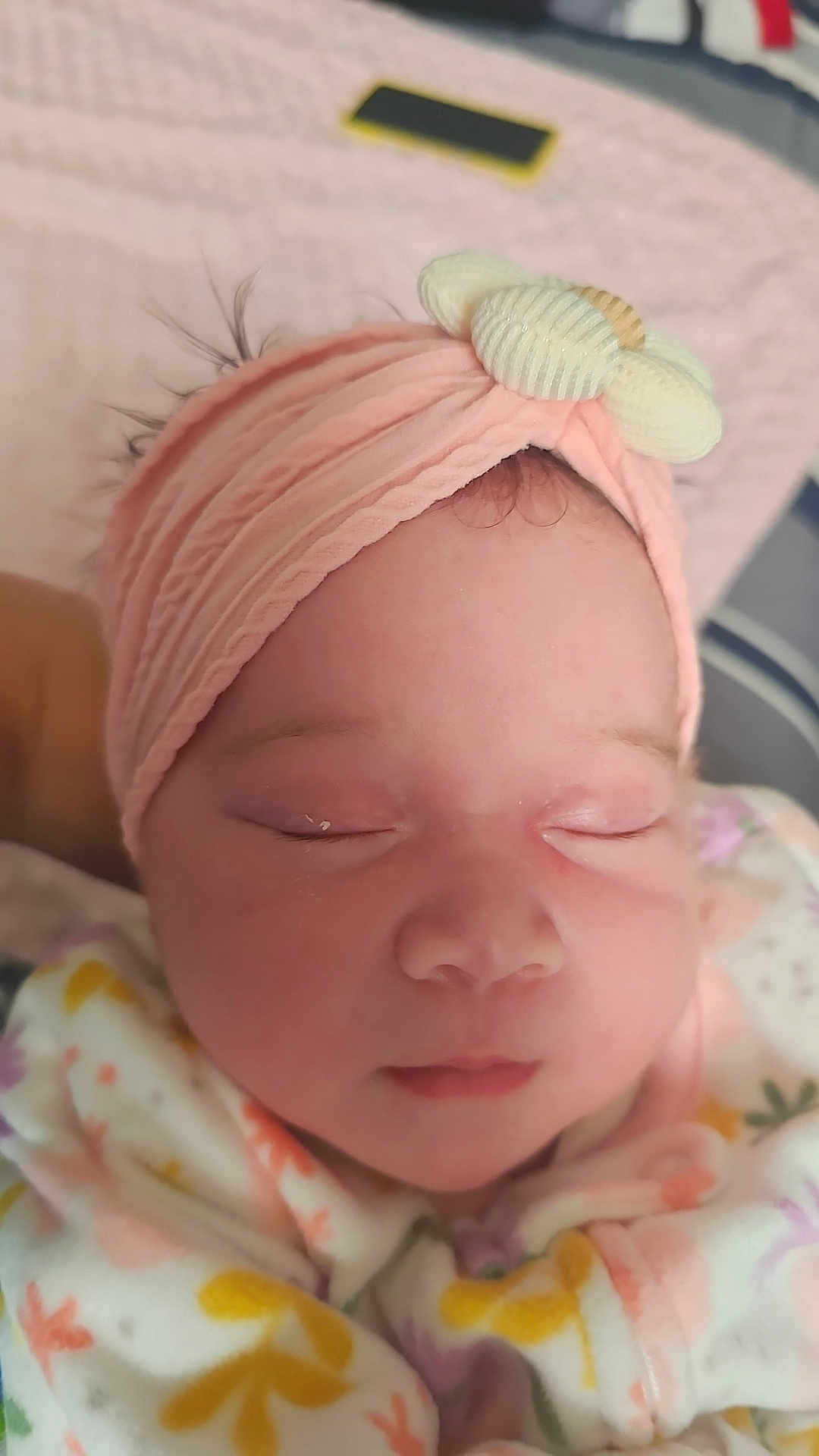 Cataleya joined the competition — help win amazing prizes! baby, newborn, sleeping, headband, flower, pink, blanket, floral_pattern, cute, peaceful, infant, closeup, face, skin, soft, child, young, portrait, indoors, resting