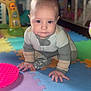 Nathaniel joined the competition — help win amazing prizes! baby, blurry_background, child, colorful, crawling, cute, early_development, expression, face, floor, hands, home, indoor, infant, onesie, person, play_mat, soft_lighting, toy, young_child