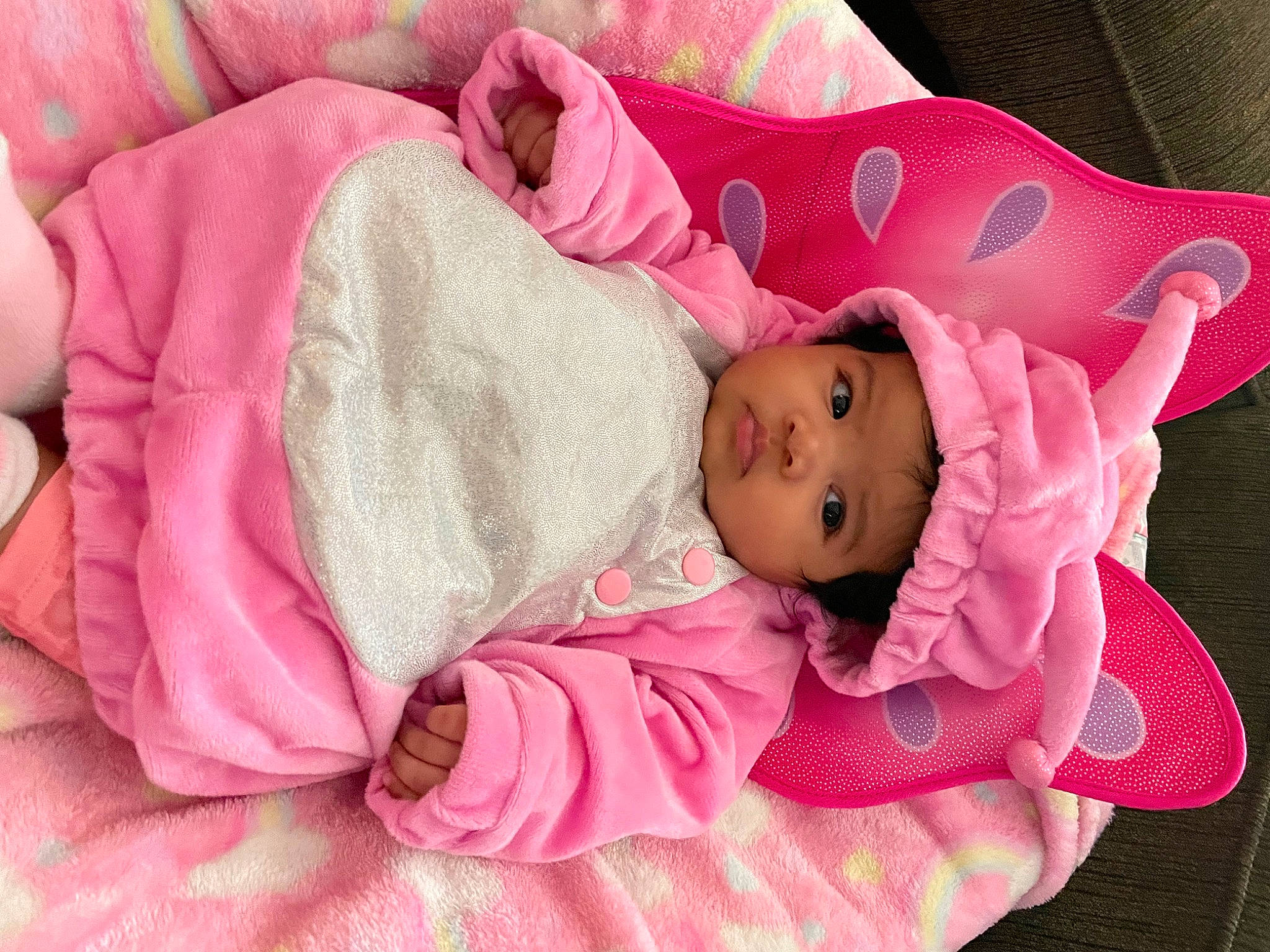 Amika joined the competition — help win amazing prizes! baby, baby_products, baby_sleeping, baby_toddler_clothing, bedtime, cheek, child, comfort, eye, face, hand, headwear, linens, magenta, pattern, person, pink, room, skin, sleeve