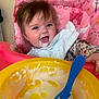Isabelle joined the competition — help win amazing prizes! baby, bowl, cream, cutlery, dessert, dish, eating, face, food, fork, furniture, head, icecream, icing, meal, mixingbowl, person, photography, portrait, spoon