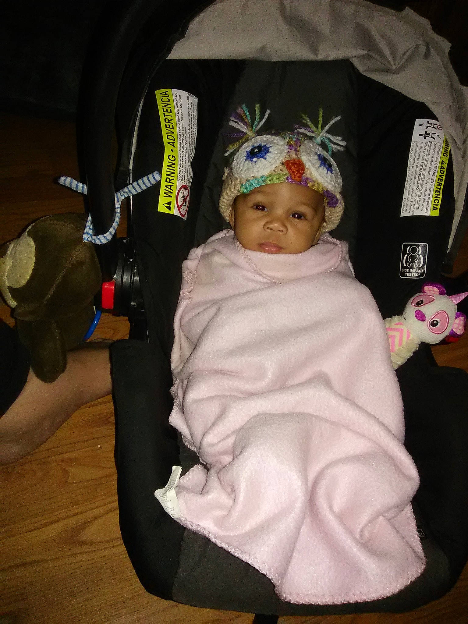 Malaya is registered to the contest to win money with this photo: child, costume, headgear, headwear, infant, person, pink, product, skin, smile, textile, toddler