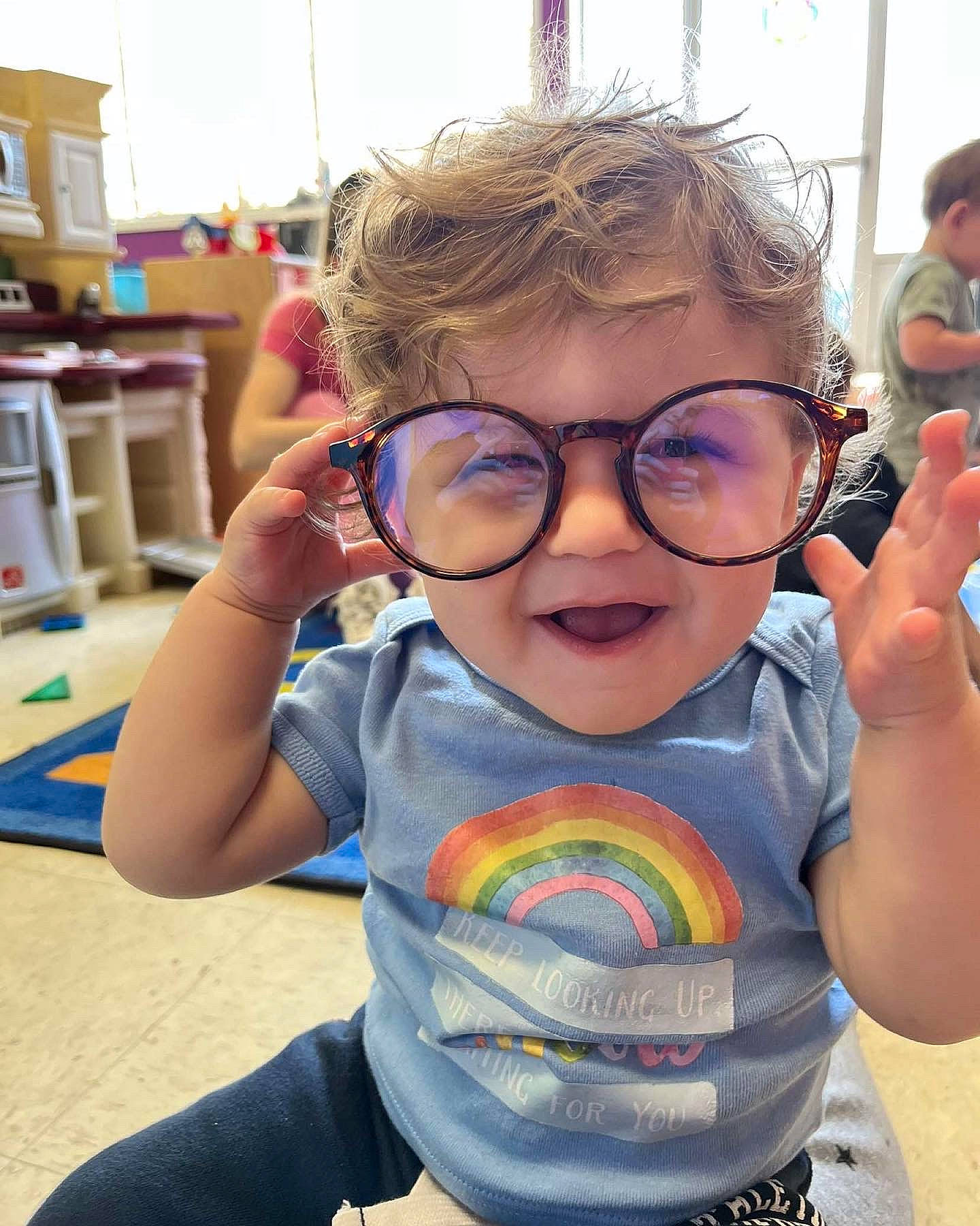 Logan joined the competition — help win amazing prizes! child, child_art, cool, electric_blue, eyewear, finger, fun, gesture, glasses, happy, leisure, person, personal_protective_equipment, play, recreation, smile, t_shirt, thumb, toddler, vision_care