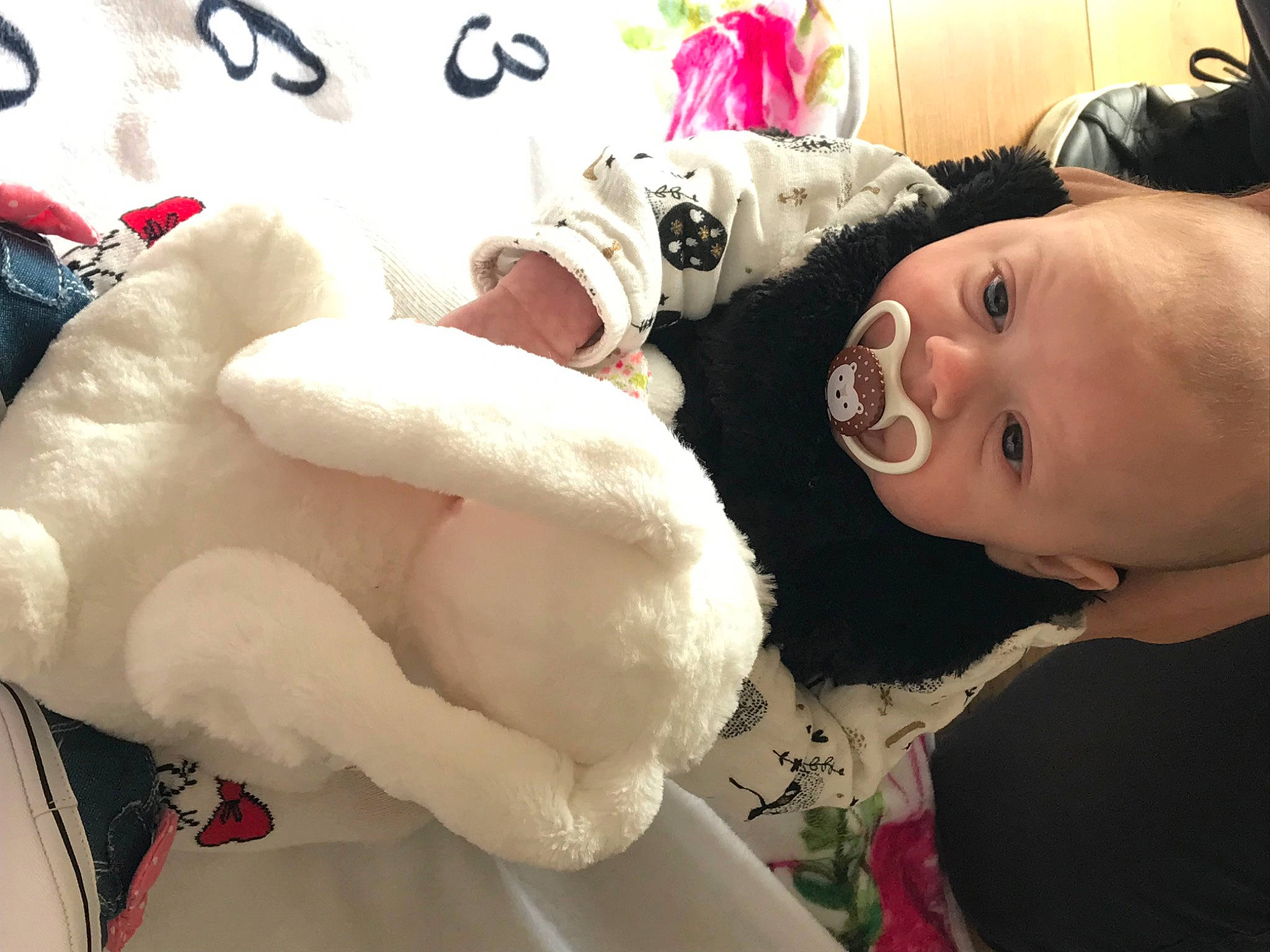 Léana a rejoint le concours — aidez-le/la à gagner de superbes lots ! baby, baby_toddler_clothing, cheek, child, comfort, fun, fur, fur_clothing, happy, nose, person, pink, plush, sitting, skin, smile, stuffed_toy, teddy_bear, toddler, toy