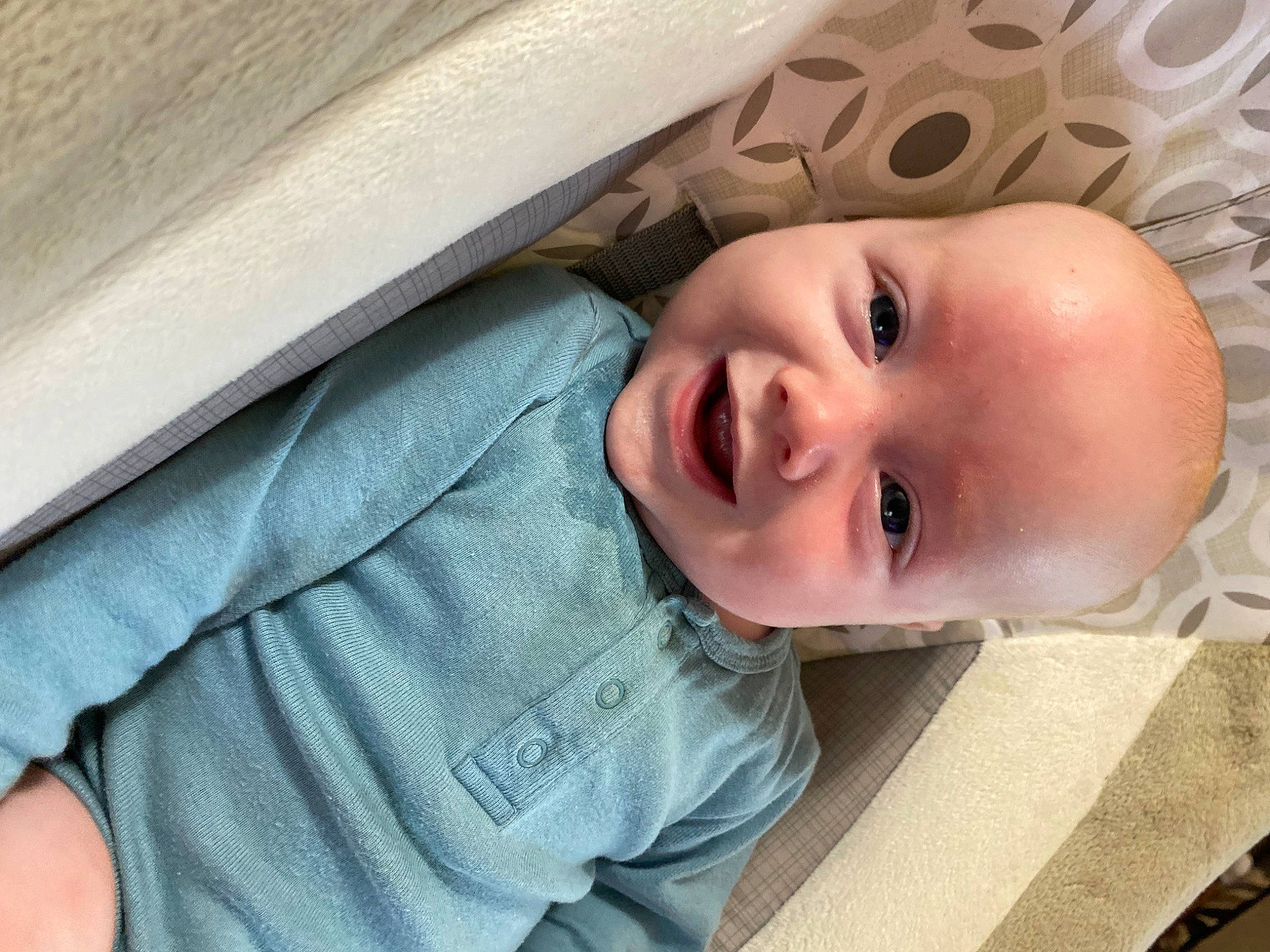 Carter is registered to the contest to win money with this photo: baby, cheek, chin, comfort, eye, eyebrow, eyelash, face, happy, head, iris, joy, lip, mouth, nose, person, skin, smile, textile, toddler