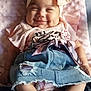 Sakinah participe au concours pour gagner de l'argent avec cette photo : baby, smiling, headband, bow, pink, cushion, denim_skirt, ripped_skirt, barefoot, cute, happy, infant, clothing, fabric, sitting, child, face, portrait, indoors, soft