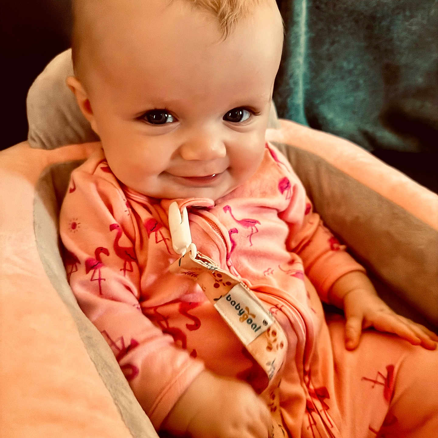 Saylor is registered to the contest to win money with this photo: baby, babylaughing, biting, face, happy, head, person, smile