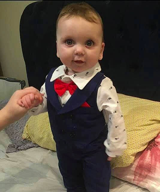 Joe joined the competition — help win amazing prizes! arm, baby, baby_toddler_clothing, blazer, bow_tie, child, collar, dress, dress_shirt, finger, formal_wear, happy, outerwear, person, skin, sleeve, suit, t_shirt, tie, toddler