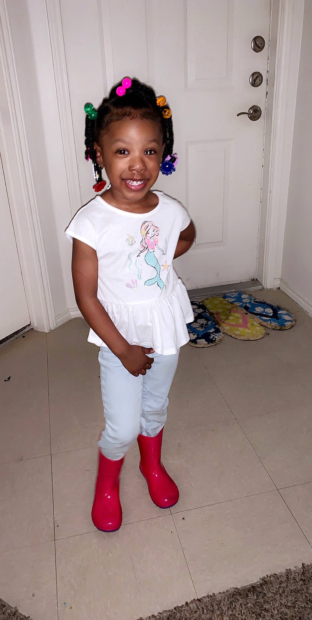 Aubrei Rae is registered to the contest to win money with this photo: baby_toddler_clothing, child, costume, hair_accessory, joy, person, pink, standing, toddler