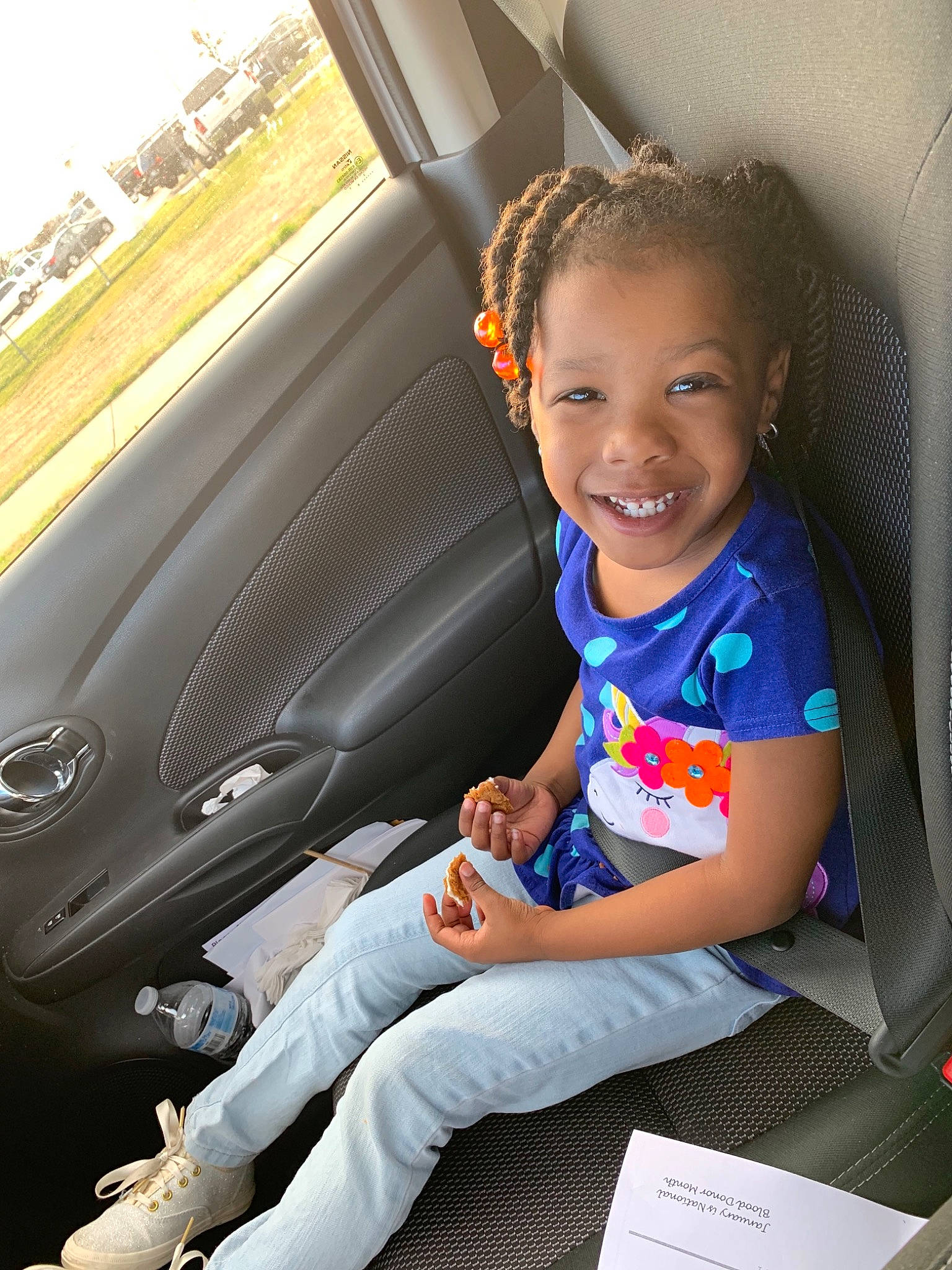 Aubrei Rae joined the competition — help win amazing prizes! auto_part, baby, baby_in_car_seat, car, car_seat, child, city_car, family_car, fun, happy, joy, luxury_vehicle, person, seat_belt, sitting, skin, smile, toddler, vacation, vehicle