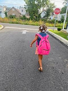 Sevyn is registered to the contest to win money with this photo: asphalt, child, day_dress, dress, fun, grass, lane, leisure, magenta, person, plant, recreation, road, road_surface, sidewalk, sky, tar, toddler, travel, tree