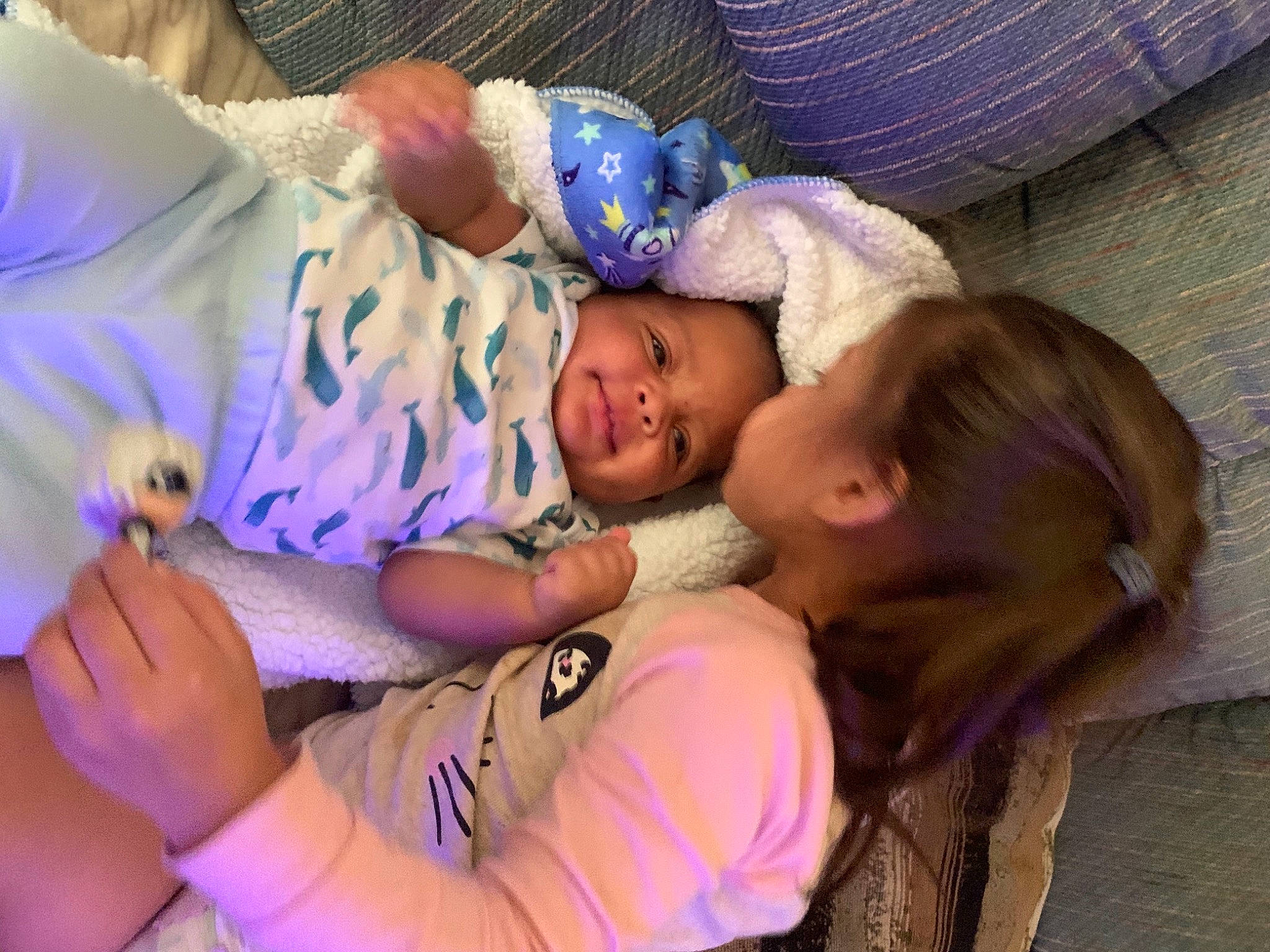 Kendrick joined the competition — help win amazing prizes! baby, baby_toddler_clothing, cheek, child, comfort, couch, facial_expression, finger, fun, hand, happy, hat, iris, mouth, person, plant, purple, sitting, skin, toddler