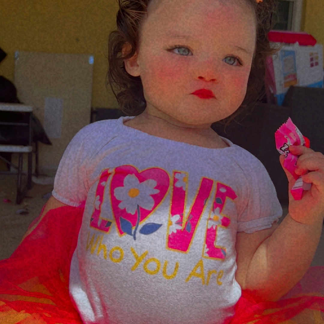 Jeanilka is registered to the contest to win money with this photo: baby, bodypart, clothing, cream, cushion, dessert, face, finger, food, furniture, hand, head, homedecor, icecream, person, photography, portrait, sweets, t_shirt, text