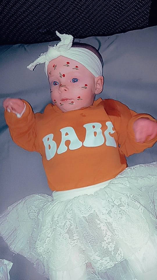 Novalie joined the competition — help win amazing prizes! abdomen, baby, baby_toddler_clothing, baseball_cap, cap, circle, fashion_accessory, font, fun, gesture, happy, hat, orange, pattern, peach, person, personal_protective_equipment, pink, sleeve, t_shirt