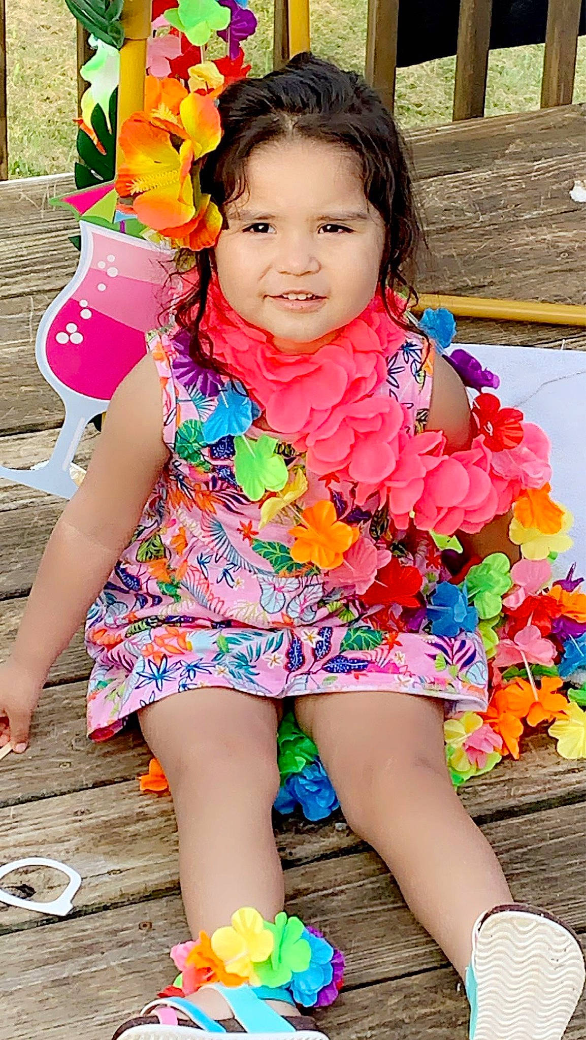 Stephanie joined the competition — help win amazing prizes! blue, dress, eye, face, facial_expression, green, hair, hairstyle, happy, head, leg, people_in_nature, person, photograph, pink, plant, shoe, skin, textile, thigh