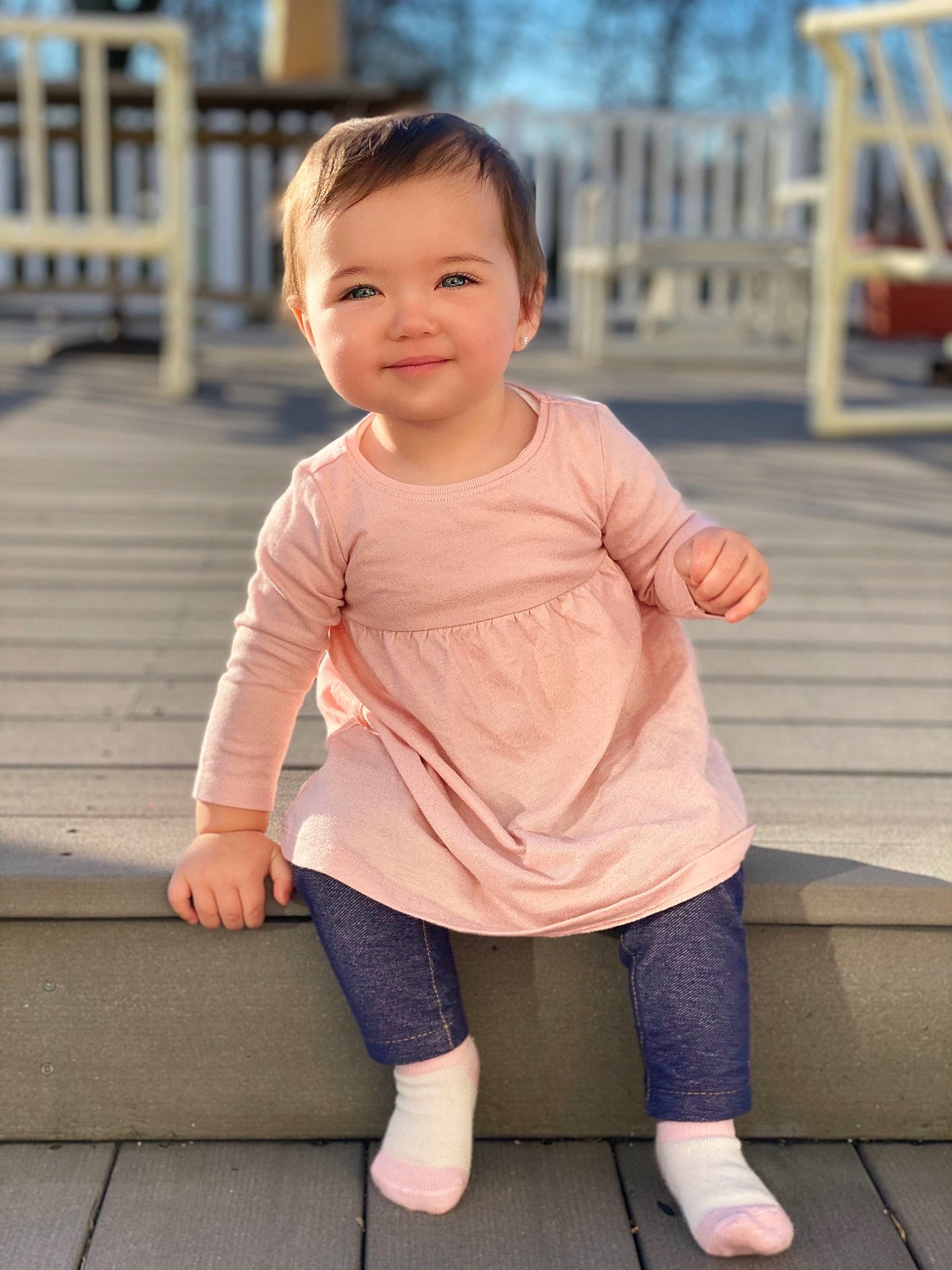 Leighla is registered to the contest to win money with this photo: baby_toddler_clothing, cheek, chin, face, happy, joint, joy, knee, leg, leisure, nose, person, pink, shorts, skin, sleeve, smile, standing, thigh, toddler