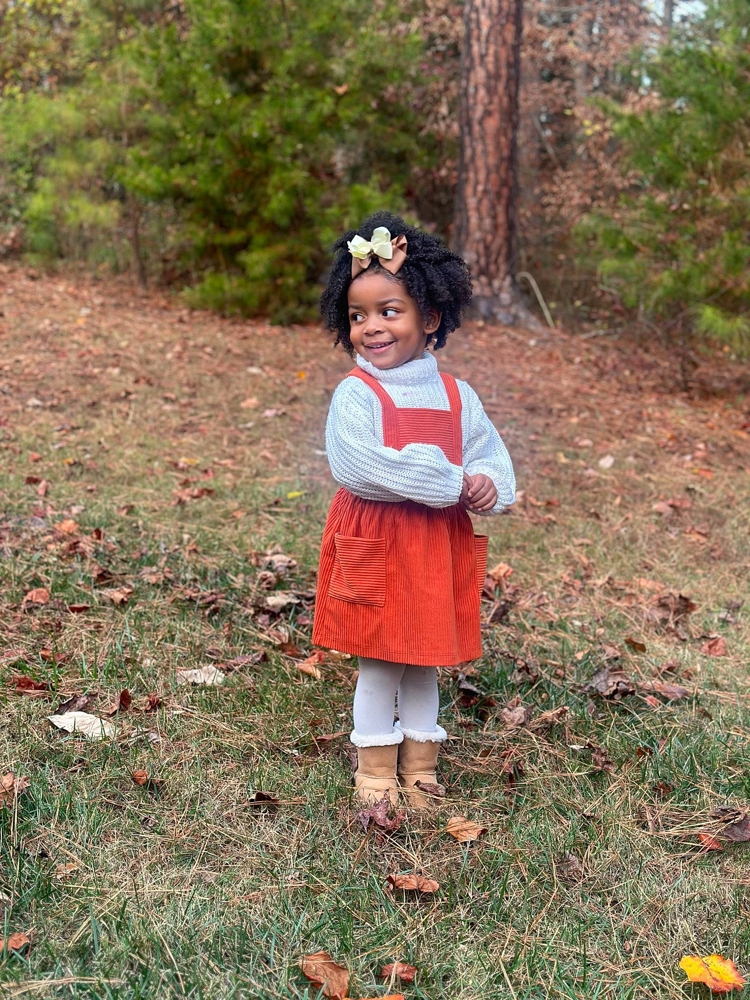 Denim is registered to the contest to win money with this photo: autumn, baby, baby_toddler_clothing, child, deciduous, forest, fun, grass, happy, joy, landscape, natural_landscape, people_in_nature, person, plant, recreation, smile, soil, toddler, tree