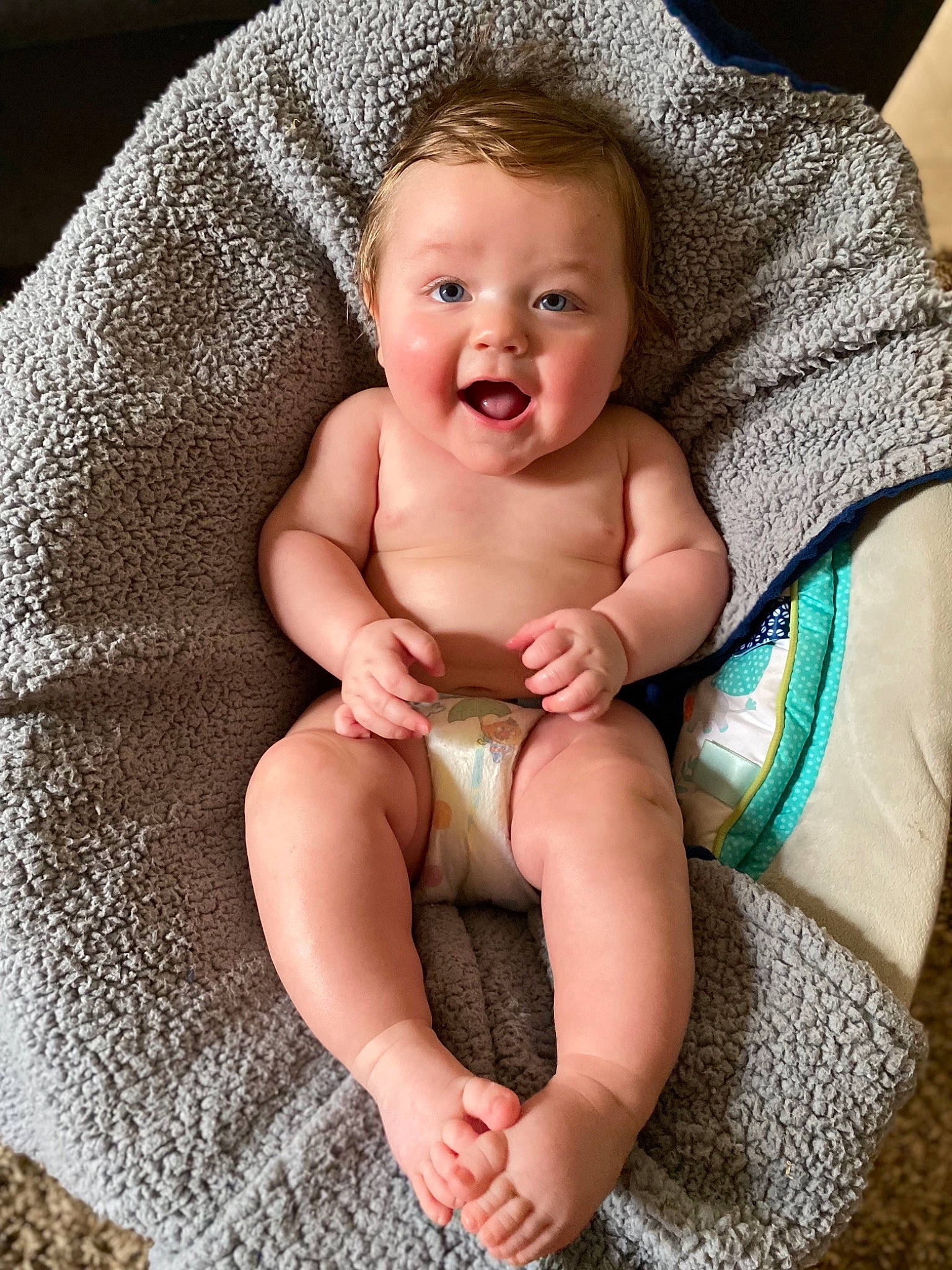 Rhett joined the competition — help win amazing prizes! arm, baby, baby_toddler_clothing, cheek, chin, comfort, eye, face, head, human_body, iris, leg, mouth, neck, person, shoulder, skin, smile, stomach, surprise