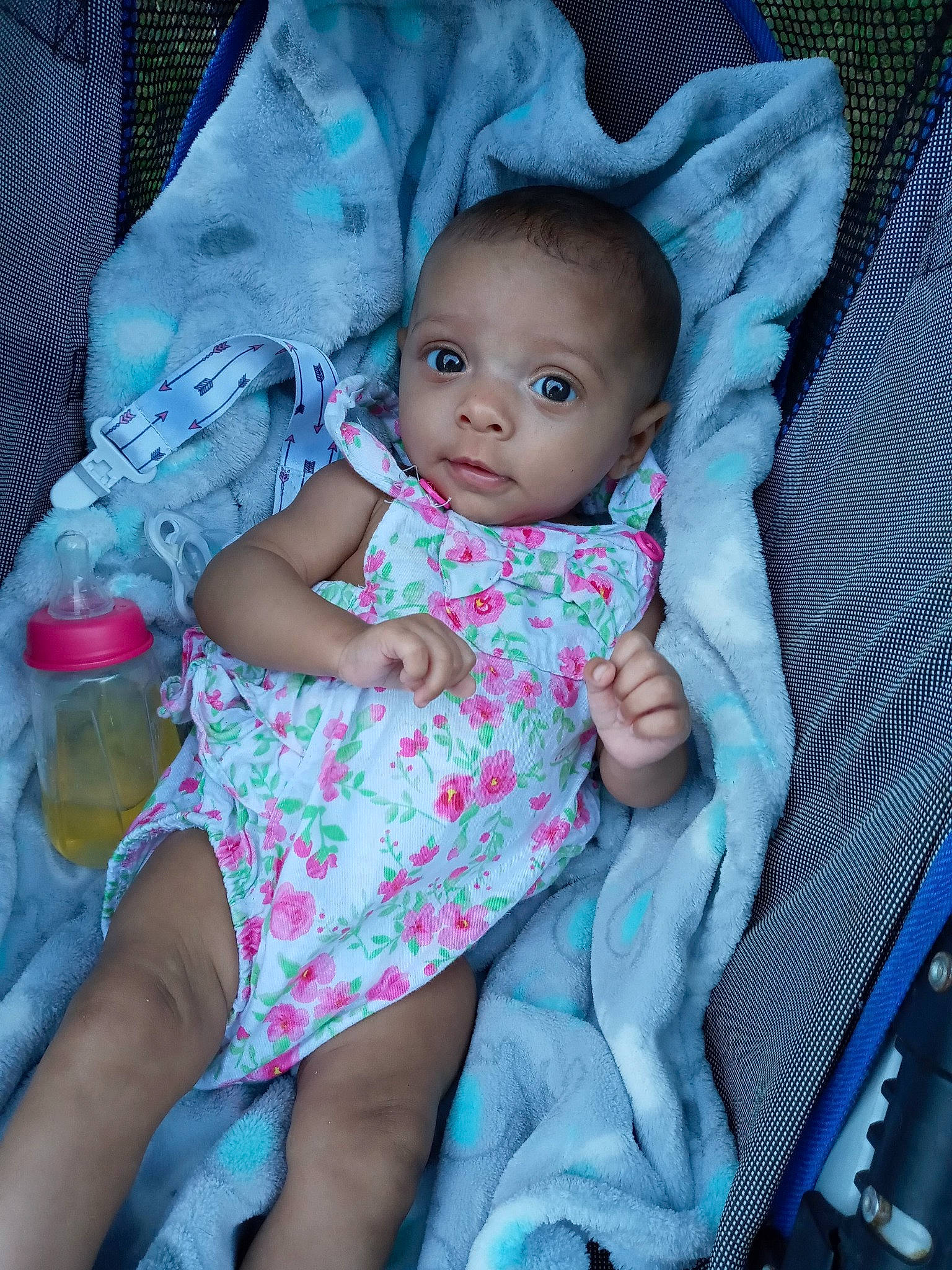 Taylah is registered to the contest to win money with this photo: azure, baby, baby_toddler_clothing, cheek, comfort, eye, finger, hand, head, iris, mouth, person, pink, product, purple, skin, sleeve, smile, textile, thigh