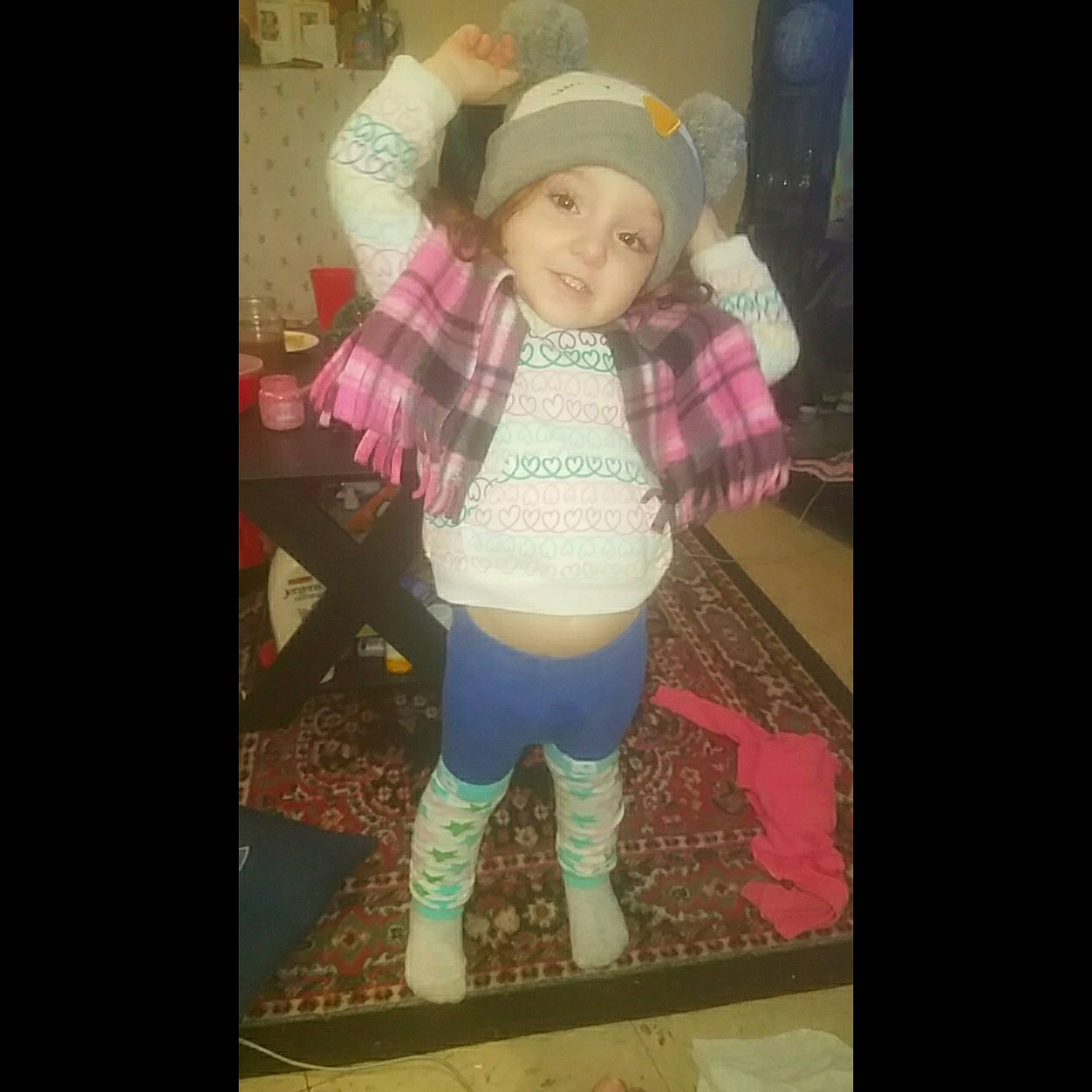 Serenity joined the competition — help win amazing prizes! baby, baby_toddler_clothing, cheek, child, cool, design, happy, headwear, human_body, human_leg, jeans, magenta, pattern, person, pink, selfie, sleeve, smile, t_shirt, thigh