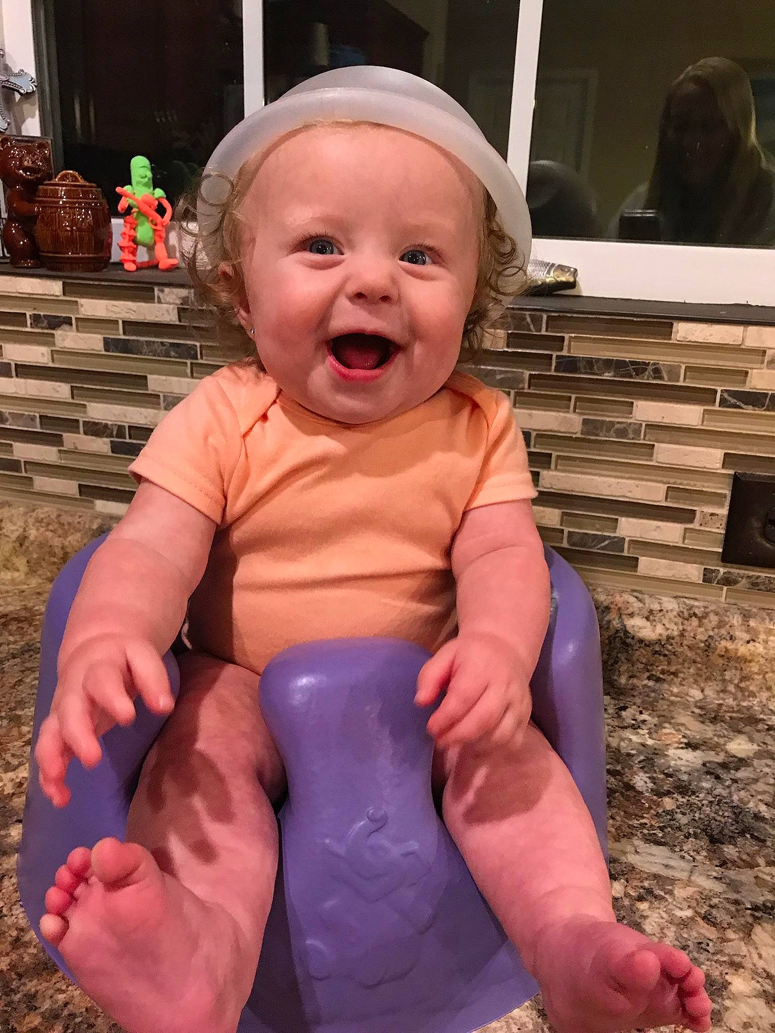 Kinleigh joined the competition — help win amazing prizes! baby, baby_laughing, child, facial_expression, laugh, person, smile, toddler