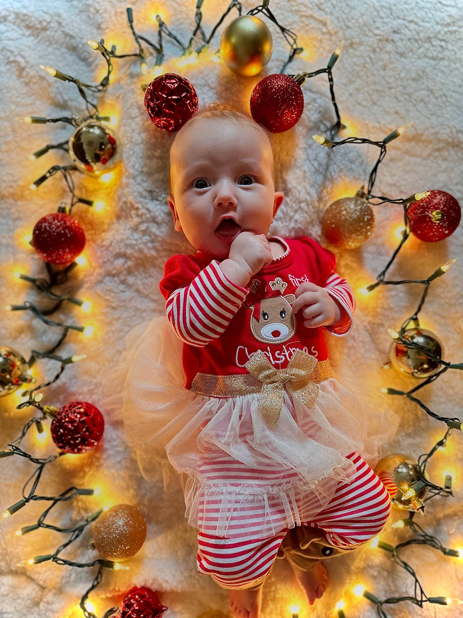 Braelyn joined the competition — help win amazing prizes! art, baby, baby_toddler_clothing, child, christmas, christmas_decoration, christmas_eve, christmas_ornament, conifer, event, happy, holiday, holiday_ornament, interior_design, ornament, peach, person, surprise, sweetness, toddler