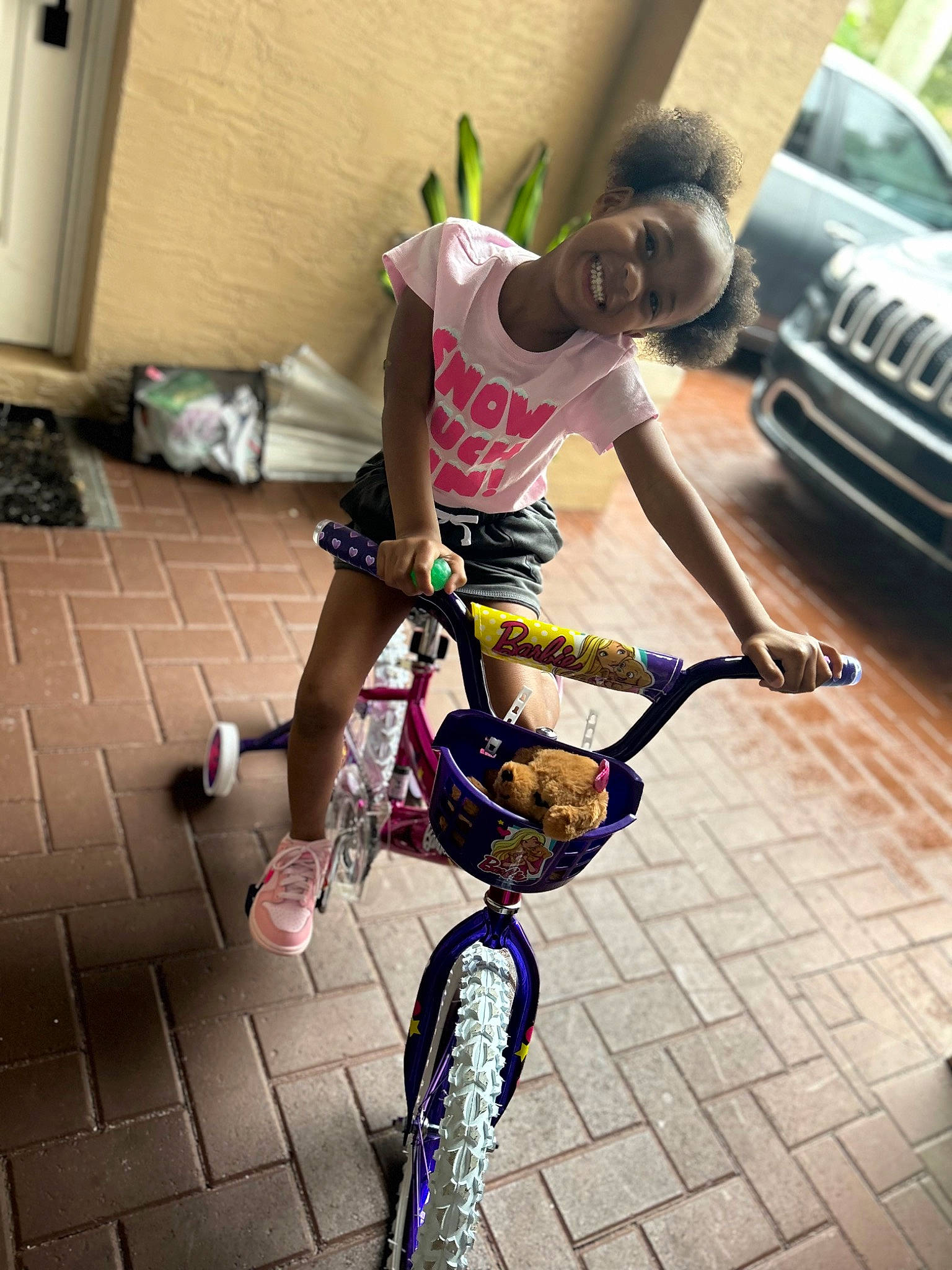 Nevaeh joined the competition — help win amazing prizes! bicycle, bicycle_accessory, bicycle_fork, bicycle_frame, bicycle_handlebar, bicycle_part, bicycle_saddle, bicycle_tire, bicycle_wheel, bicycles_equipment_and_supplies, joy, land_vehicle, leg, person, rolling, shorts, sports_equipment, street_stunts, stunt, tire
