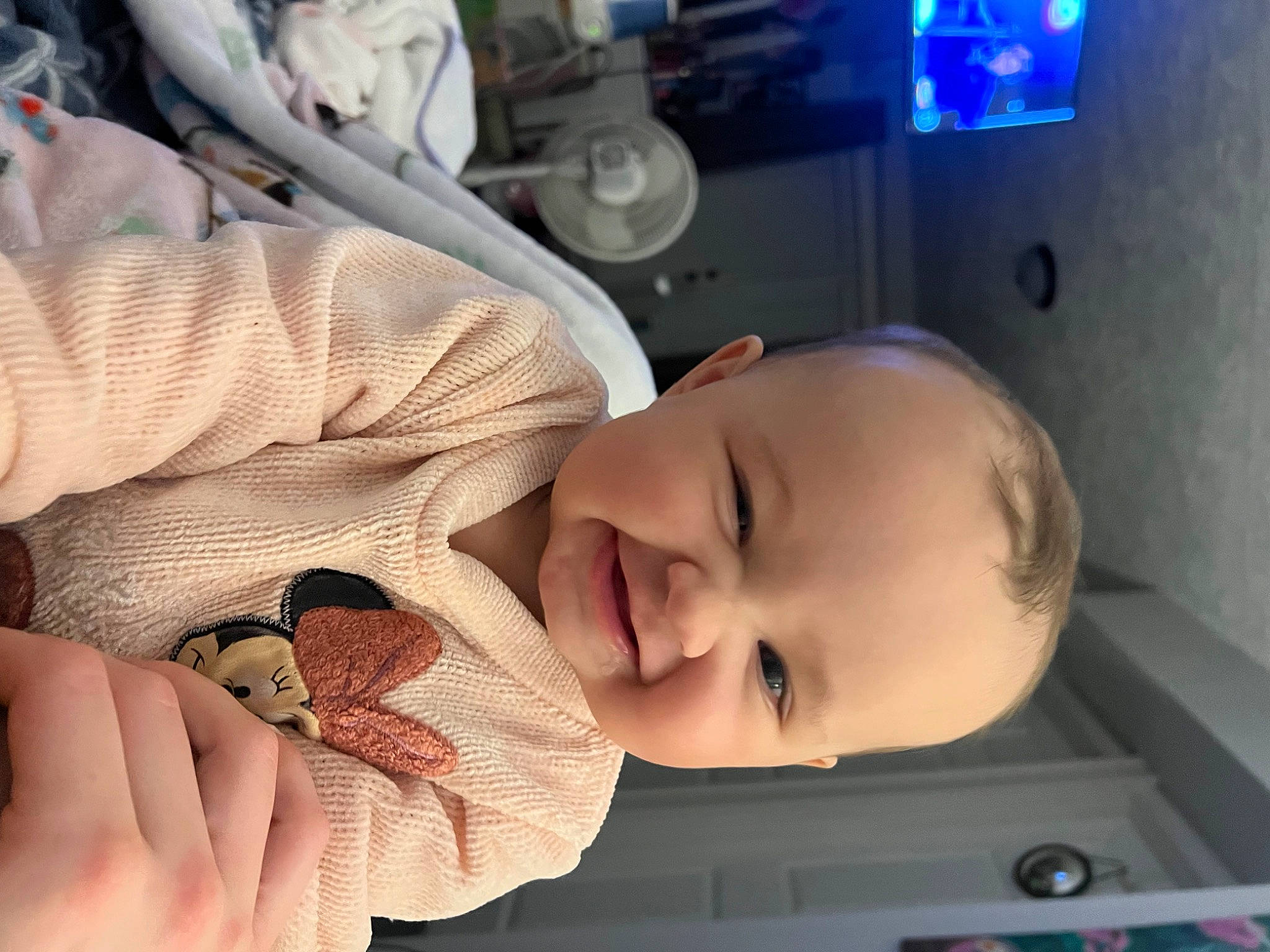 Penelope is registered to the contest to win money with this photo: baby, baby_toddler_clothing, cheek, child, comfort, ear, eye, eyelash, facial_expression, finger, head, iris, joy, lip, mouth, nail, nose, person, skin, smile