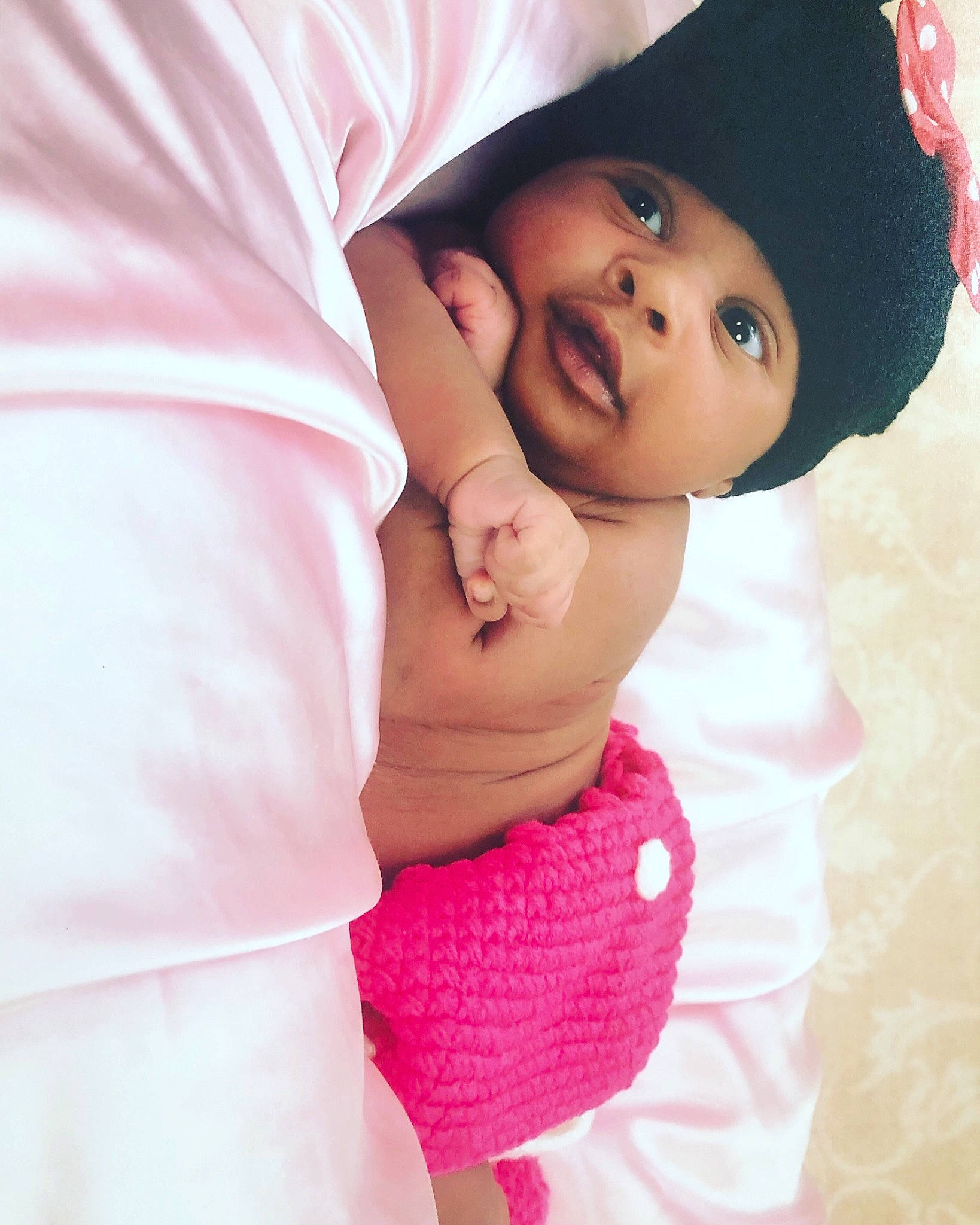 Alayjah is registered to the contest to win money with this photo: baby, beauty, black_hair, cheek, child, child_model, daughter, eye, face, happy, headgear, lip, mother, neck, person, photography, pink, skin, smile, toddler