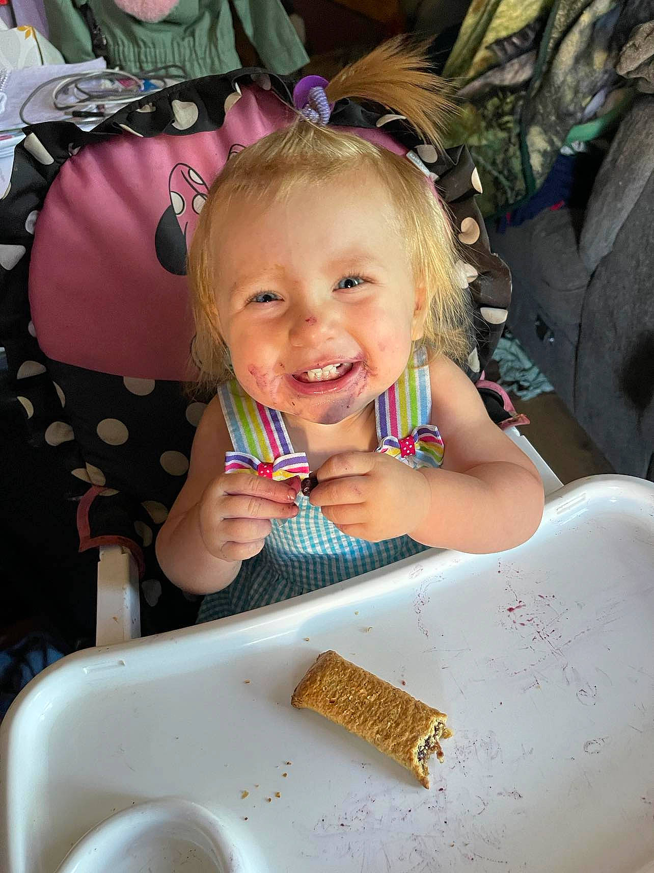 Marci joined the competition — help win amazing prizes! child, cuisine, drink, eating, event, facial_expression, finger, food, fun, happy, ingredient, person, pink, plate, product, sitting, smile, sweetness, tableware, thumb