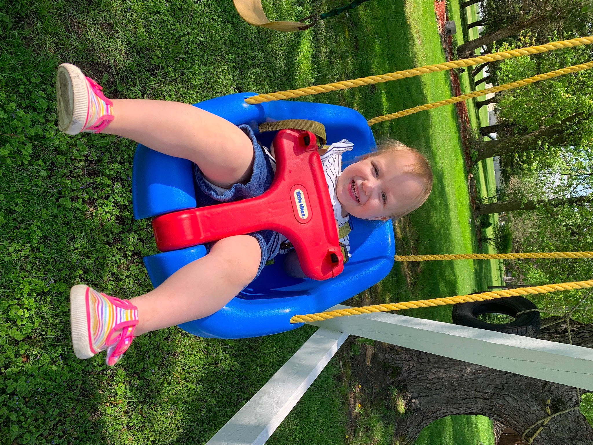 Liberty joined the competition — help win amazing prizes! balance, electric_blue, fun, grass, joy, knee, leisure, outdoor_play_equipment, people_in_nature, person, plant, playground, playing_sports, recreation, shorts, smile, sports, sports_uniform, sportswear, thigh