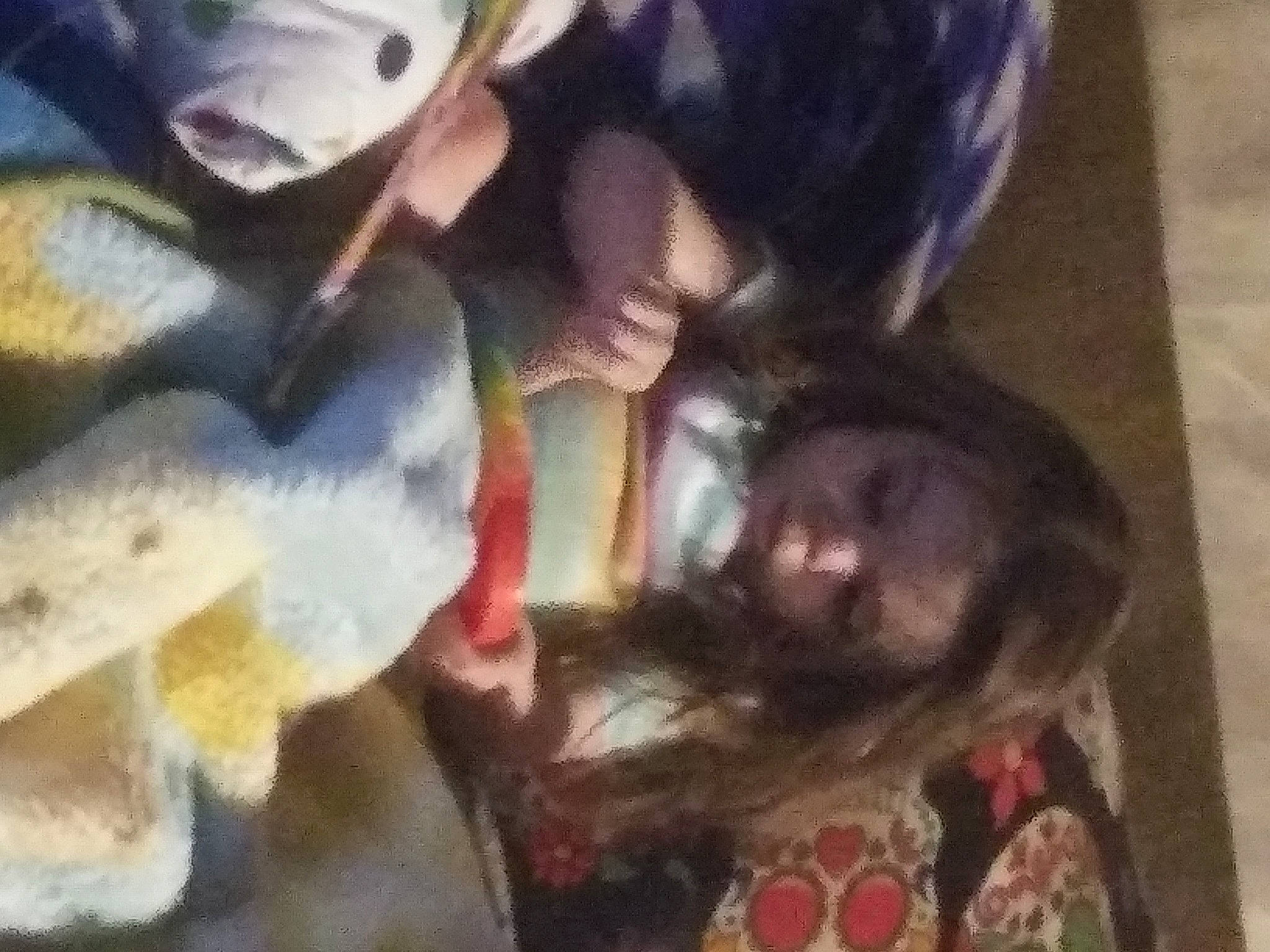 Kayla joined the competition — help win amazing prizes! art, canidae, child, companion_dog, dog_breed, fictional_character, flooring, fun, fur, happy, painting, person, selfie, sporting_group, tail, toy, visual_arts