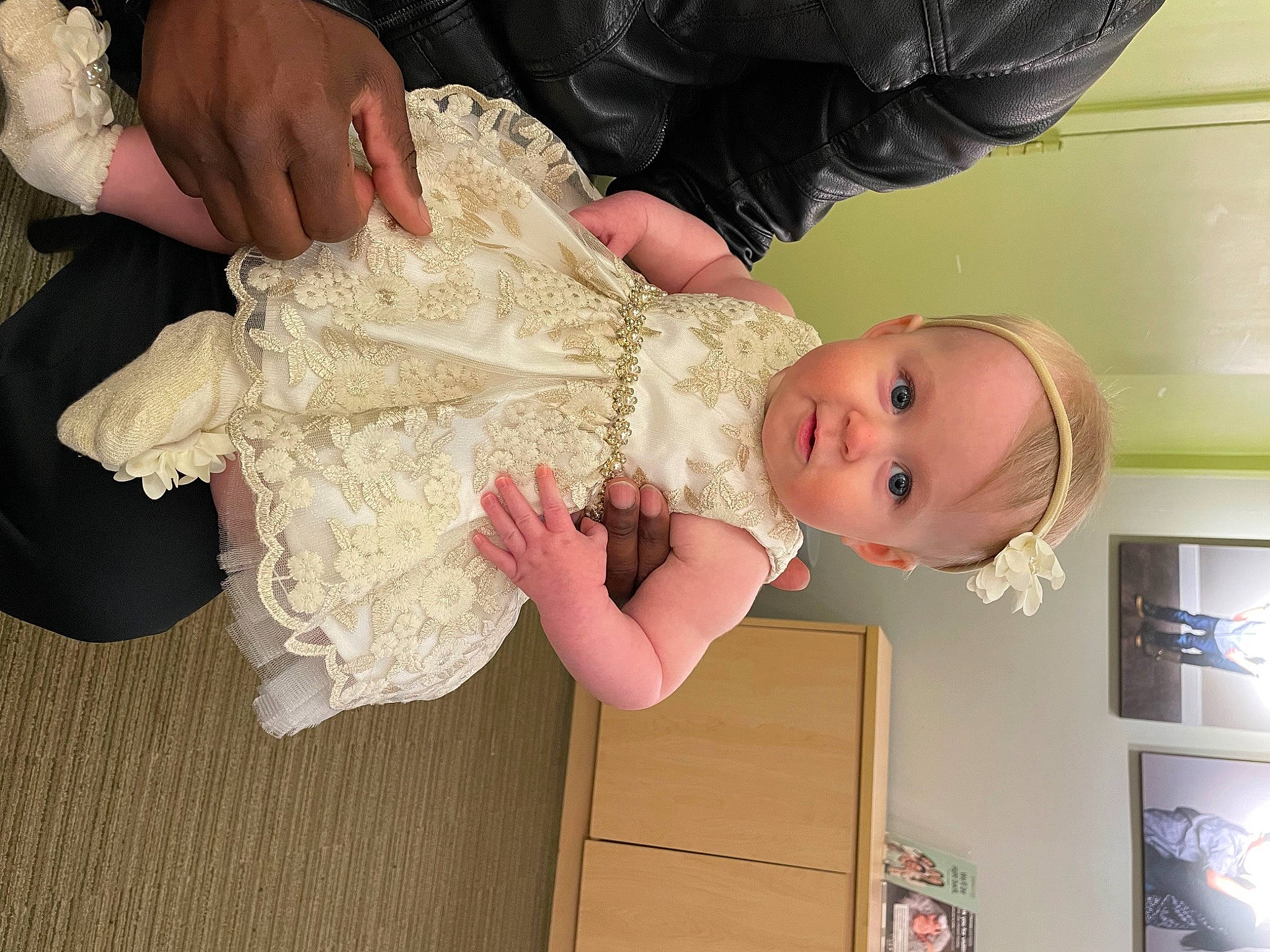 Amelia Mae joined the competition — help win amazing prizes! abdomen, baby, baby_products, baby_toddler_clothing, child, day_dress, dress, embellishment, fashion_accessory, finger, fun, gesture, happy, jewellery, pattern, person, sleeve, thumb, toddler, wool