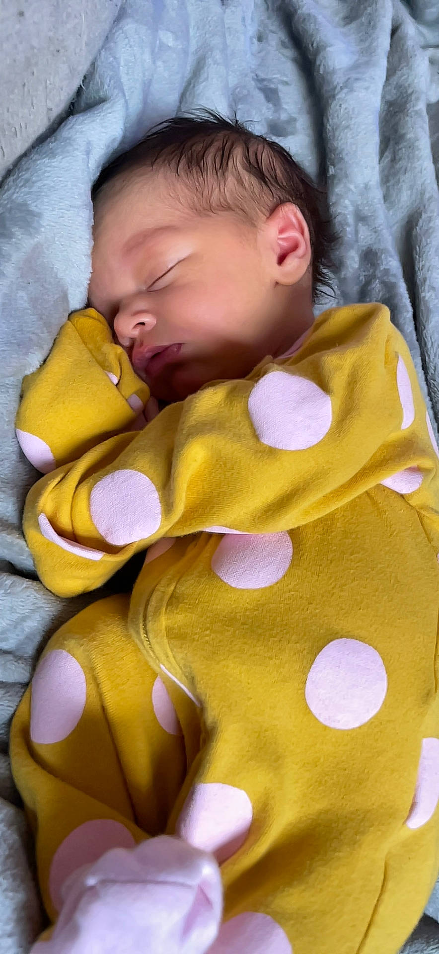 Kinsley is registered to the contest to win money with this photo: baby, baby_products, baby_sleeping, baby_toddler_clothing, bedding, bedtime, brown, child, comfort, linens, orange, pattern, person, polar_fleece, sleeve, textile, toddler