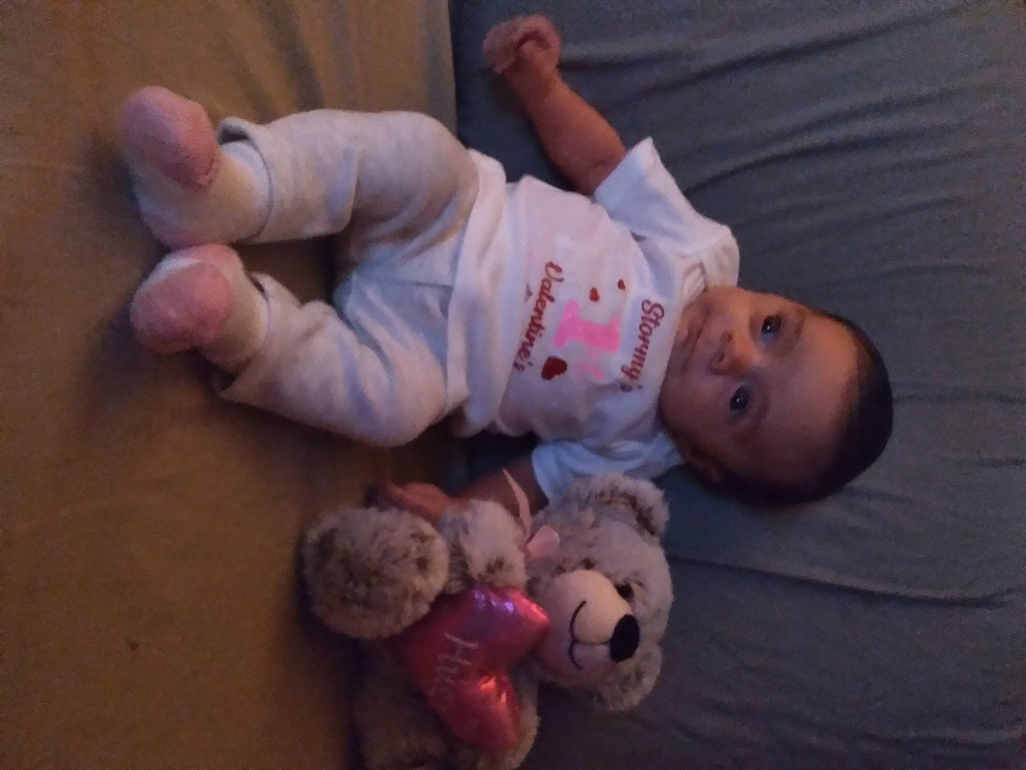 Stormy joined the competition — help win amazing prizes! baby, baby_toddler_clothing, cheek, child, comfort, finger, flooring, fun, happy, mammal, mouth, nose, person, room, sitting, skin, sleeve, stuffed_toy, toddler, toy