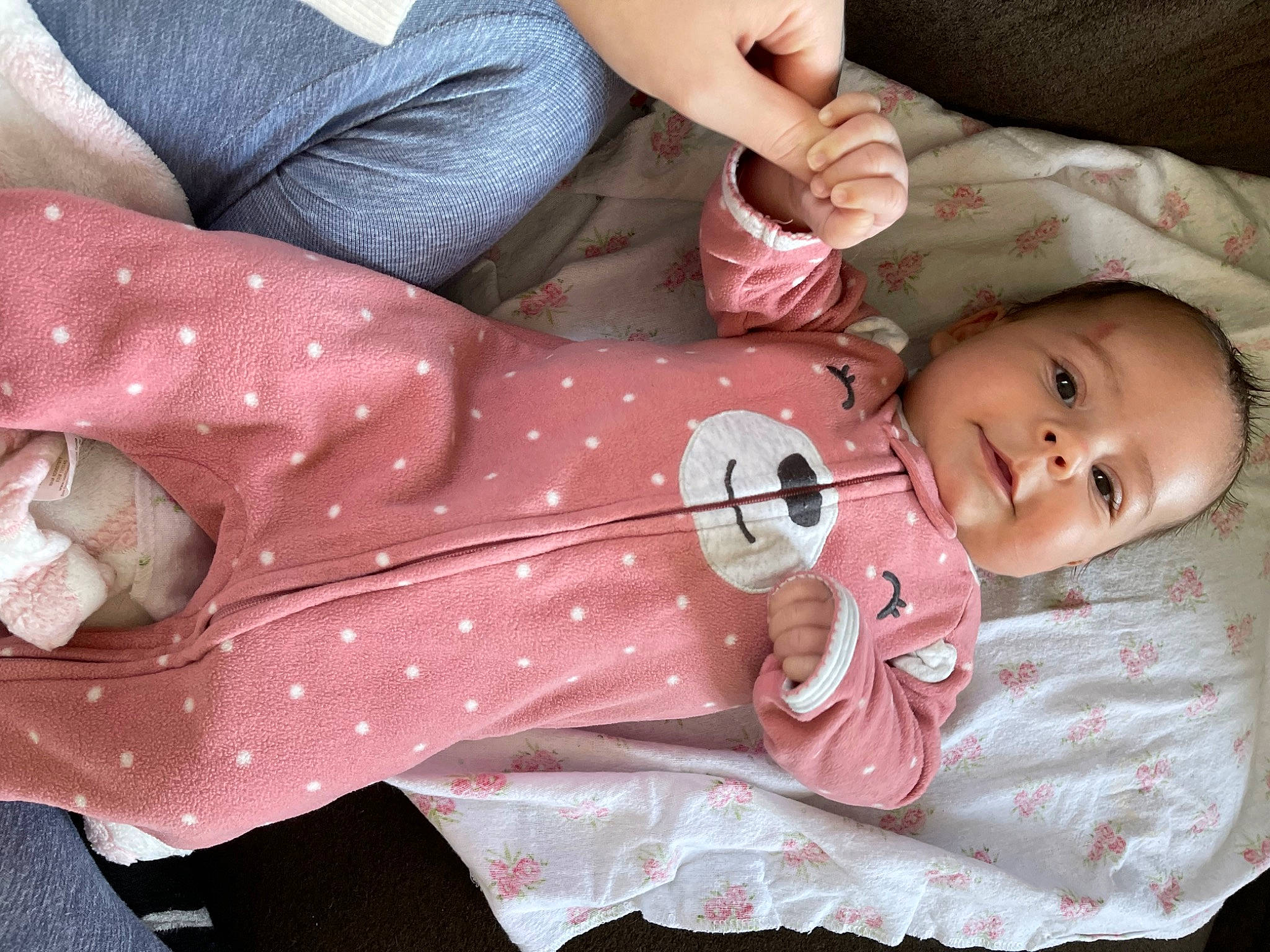 Kahlani is registered to the contest to win money with this photo: baby, baby_products, baby_toddler_clothing, cheek, child, clothing, comfort, eyelash, finger, gesture, hand, linens, mouth, nail, pattern, person, pink, skin, sleeve, textile