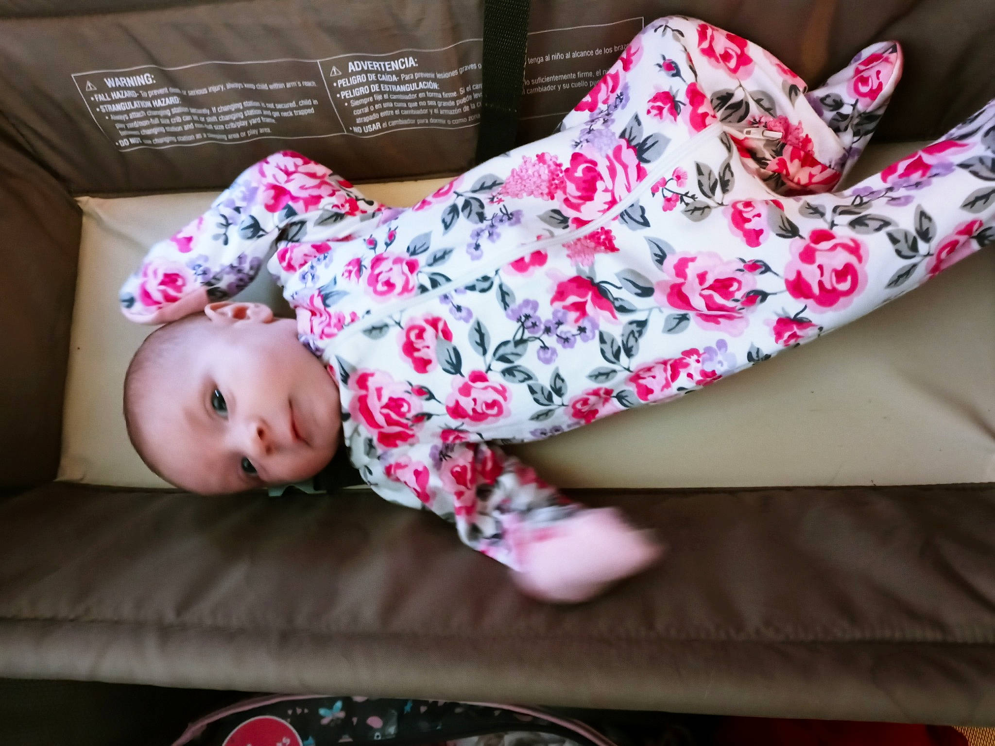 Mattie joined the competition — help win amazing prizes! arm, baby, baby_products, baby_toddler_clothing, child, clothing, comfort, dress, flooring, head, human_leg, linens, pattern, person, pink, sitting, skin, sleeve, textile, toddler