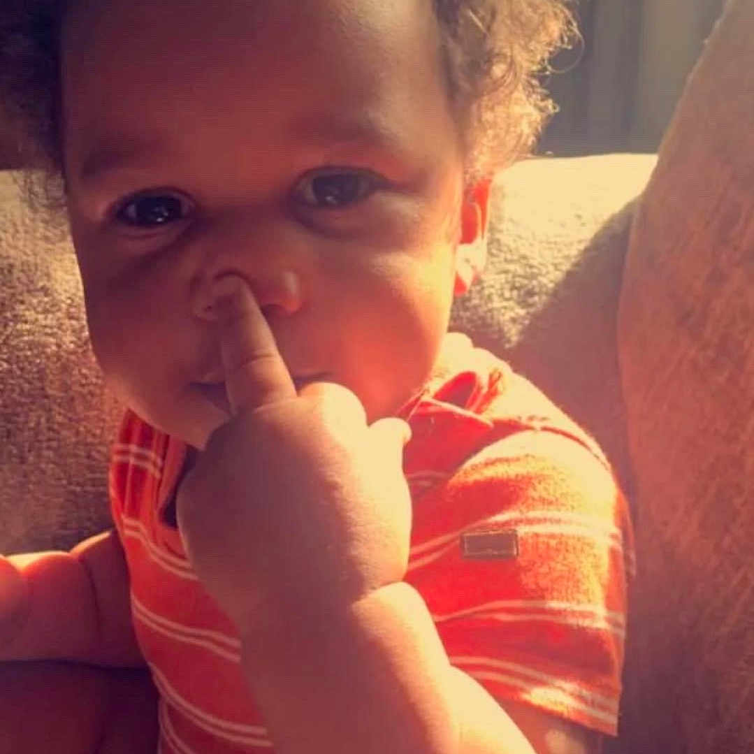 Jahmere joined the competition — help win amazing prizes! accessories, baby, bodypart, bracelet, clothing, couch, cushion, face, finger, furniture, hand, happy, head, homedecor, jewelry, person, photography, portrait, smile, t_shirt