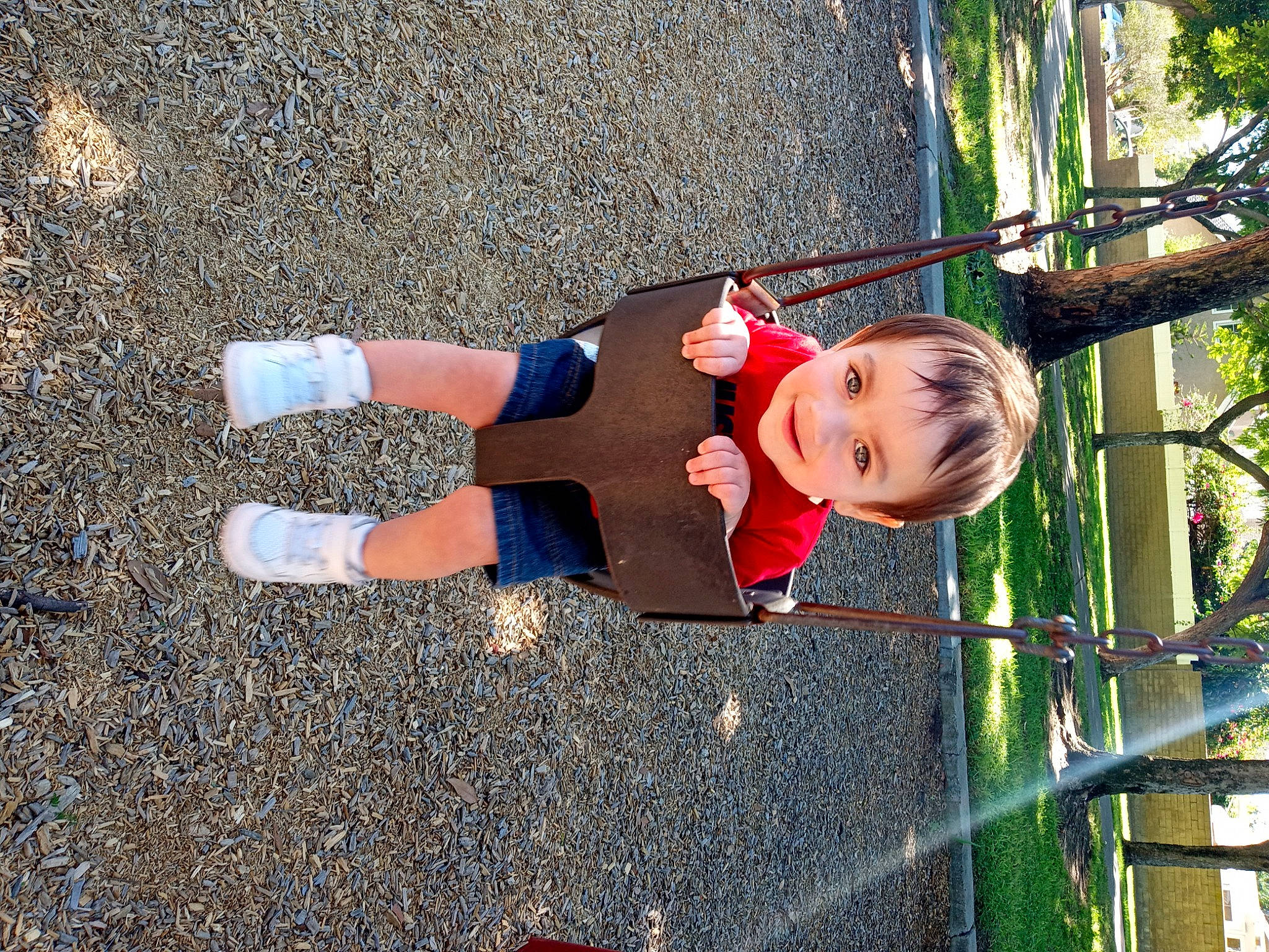 Jesse is registered to the contest to win money with this photo: asphalt, baby, baby_toddler_clothing, child, city, electric_blue, fun, grass, happy, human_leg, joy, leisure, people_in_nature, person, plant, recreation, road_surface, shadow, tar, toddler