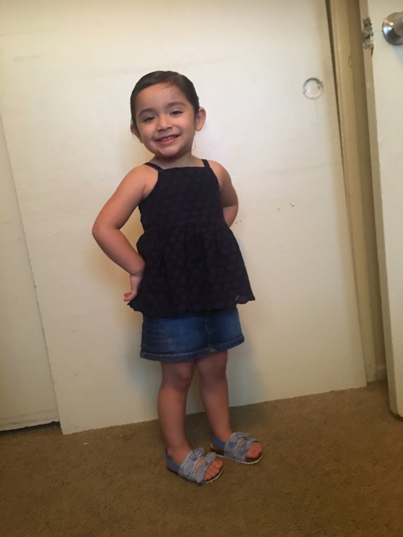 Samantha joined the competition — help win amazing prizes! arm, child, clothing, cocktail_dress, dress, joint, joy, knee, leg, little_black_dress, person, shoe, shoulder, skin, smile, standing, toddler