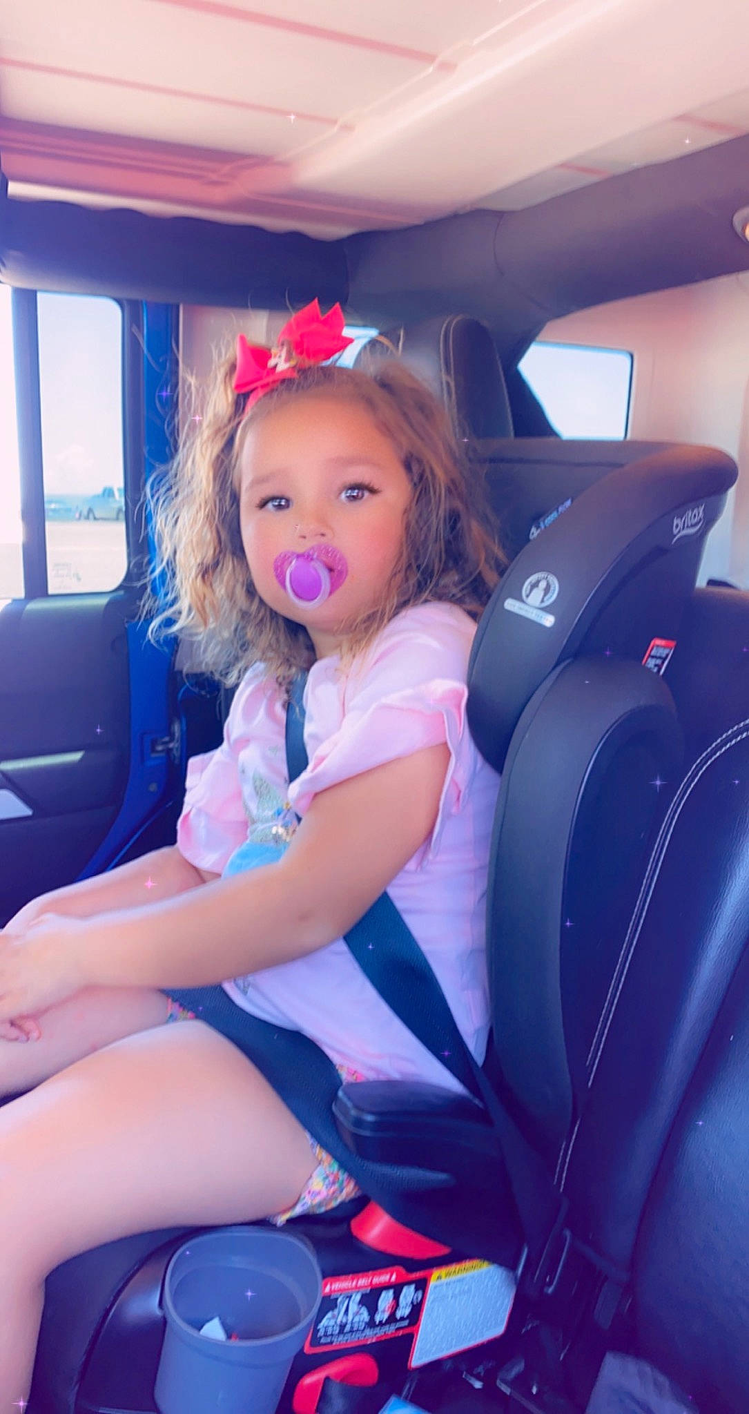 Gigi joined the competition — help win amazing prizes! automotive_design, automotive_exterior, car, comfort, dress, electric_blue, fashion, fun, happy, leg, leisure, long_hair, magenta, motor_vehicle, person, pink, purple, shoe, toddler, vehicle